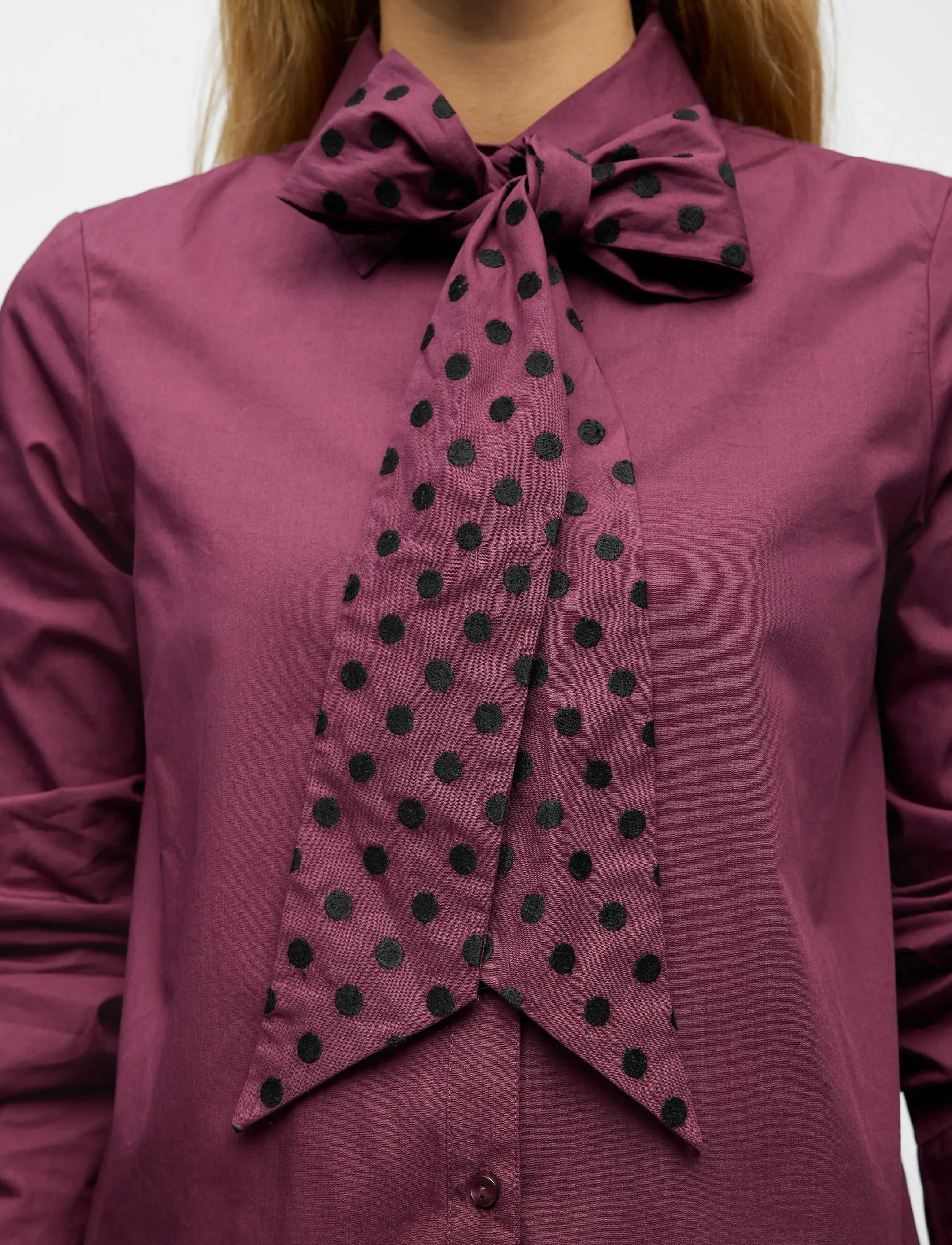 Object - OBJZANE NEW RE L/S BOW SHIRT E AW FAIR 2 - langärmlige hemden - mauve wine - 3