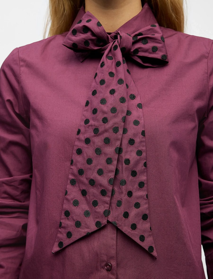 Object - OBJZANE NEW RE L/S BOW SHIRT E AW FAIR 2 - langärmlige hemden - mauve wine - 3