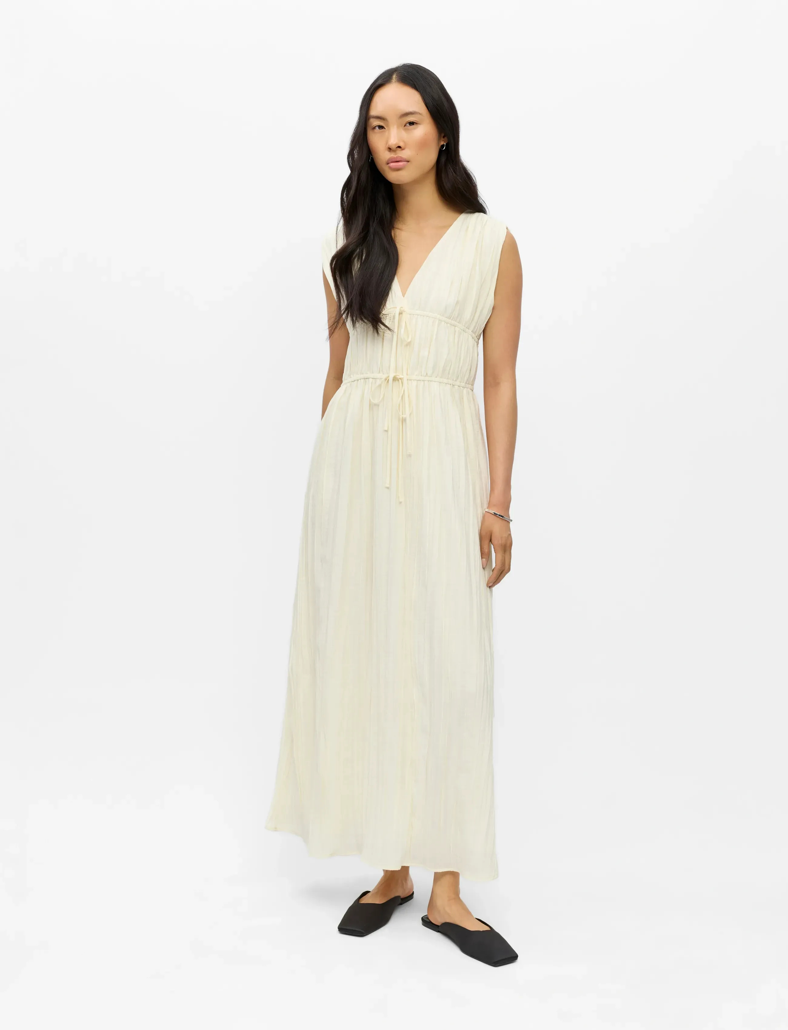 Object Objbrea Re S/L Midi Dress 144 Div, 40, Dresses, Creme - Knee-length & Midi, Frauen