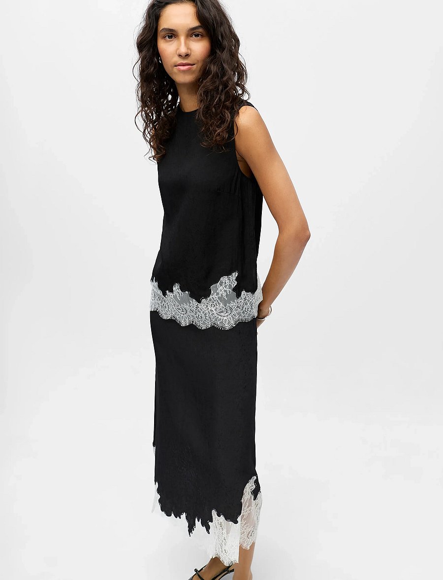 Object - OBJDALME SL LACE TOP E AW FAIR 25 - ermalausar blússur - black - 3
