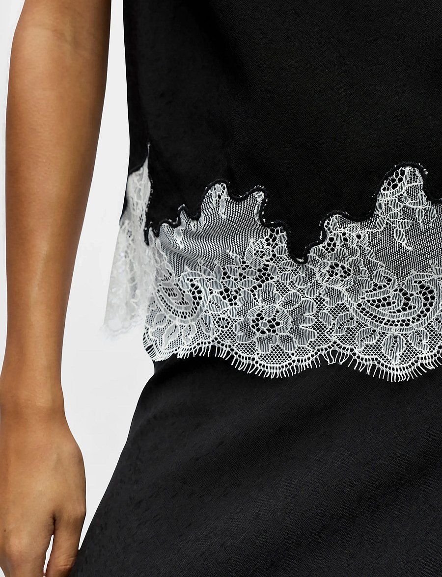 Object - OBJDALME SL LACE TOP E AW FAIR 25 - ermalausar blússur - black - 4