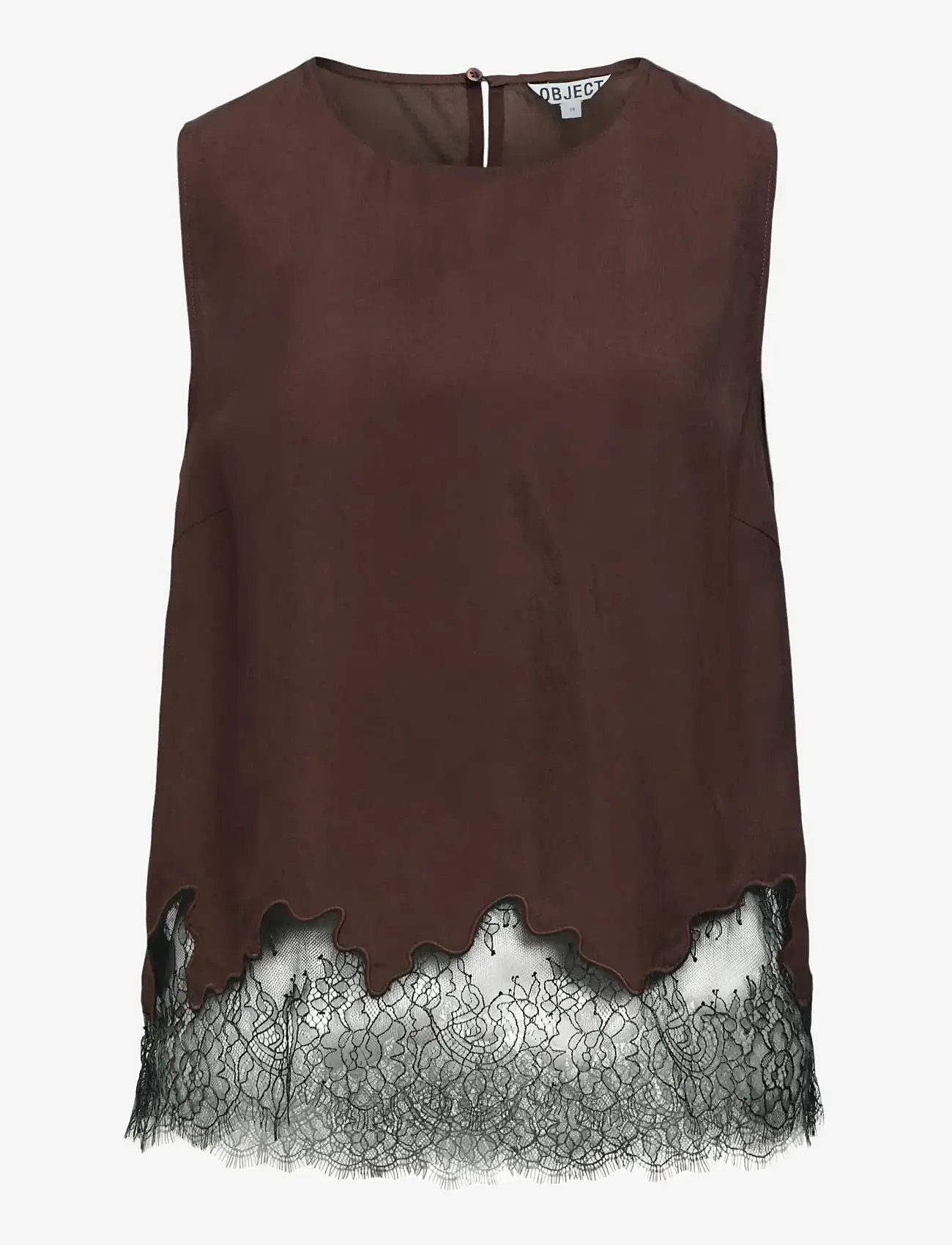 Object - OBJDALME SL LACE TOP E AW FAIR 25 - Ærmeløse bluser - seal brown - 1