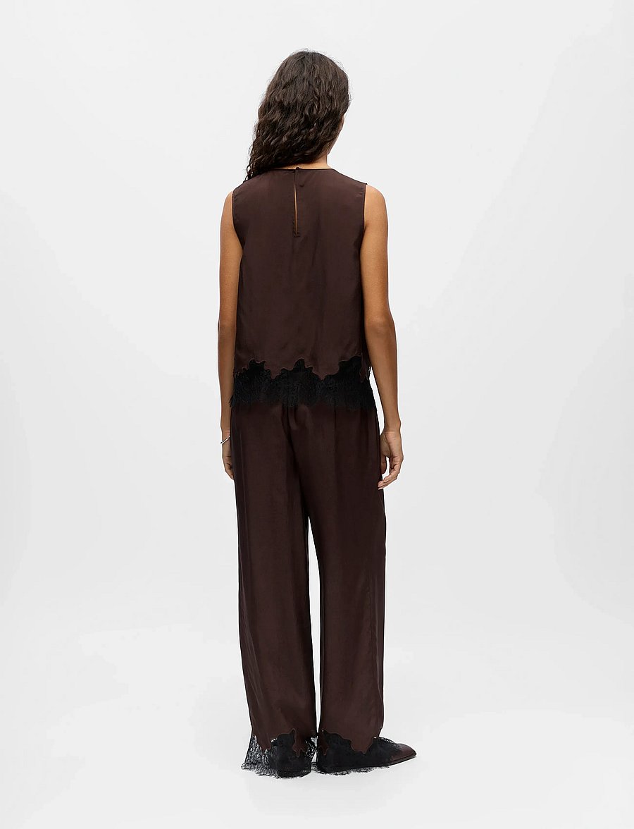 Object - OBJDALME SL LACE TOP E AW FAIR 25 - Ærmeløse bluser - seal brown - 2