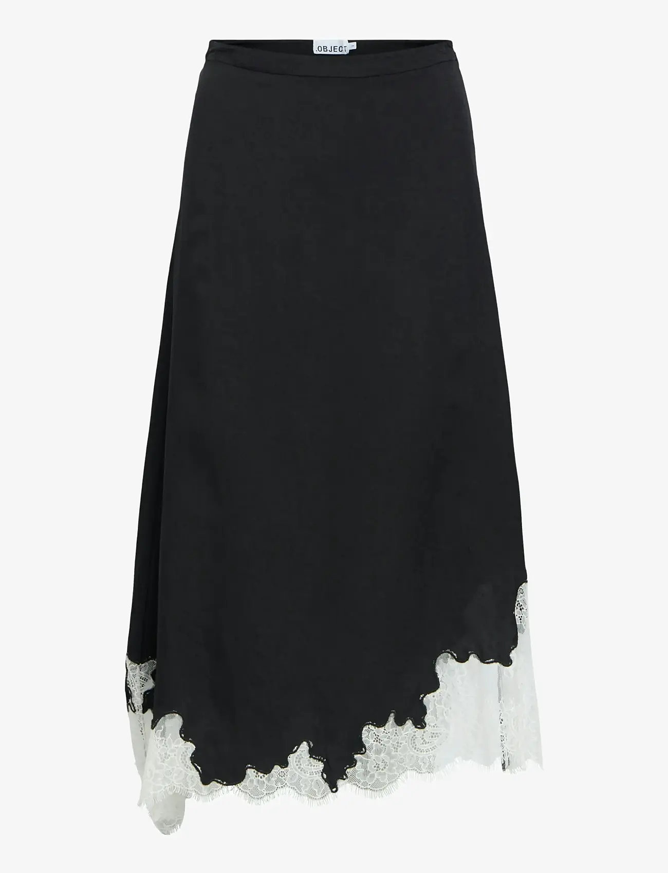 Object - OBJDALME MW LONG LACE SKIRT E AW FAIR 25 - satinkjolar - black - 0