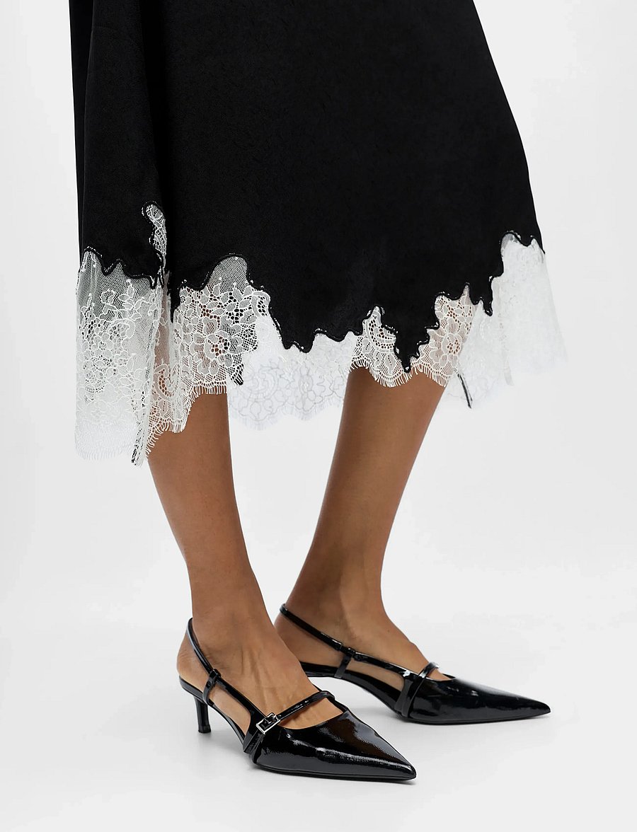 Object - OBJDALME MW LONG LACE SKIRT E AW FAIR 25 - satiinseelikud - black - 3
