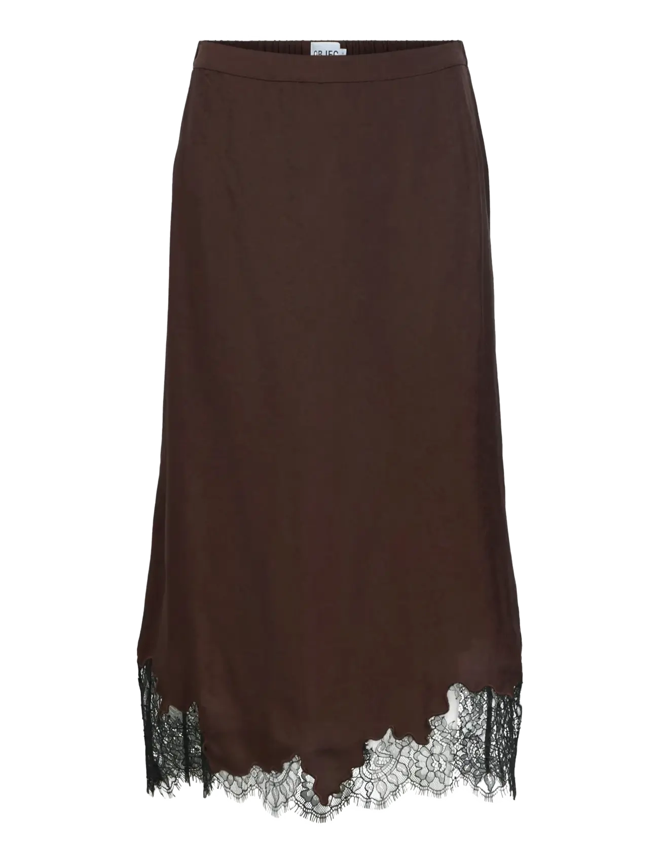 OBJDALME MW LONG LACE SKIRT E AW FAIR 25 - SEAL BROWN