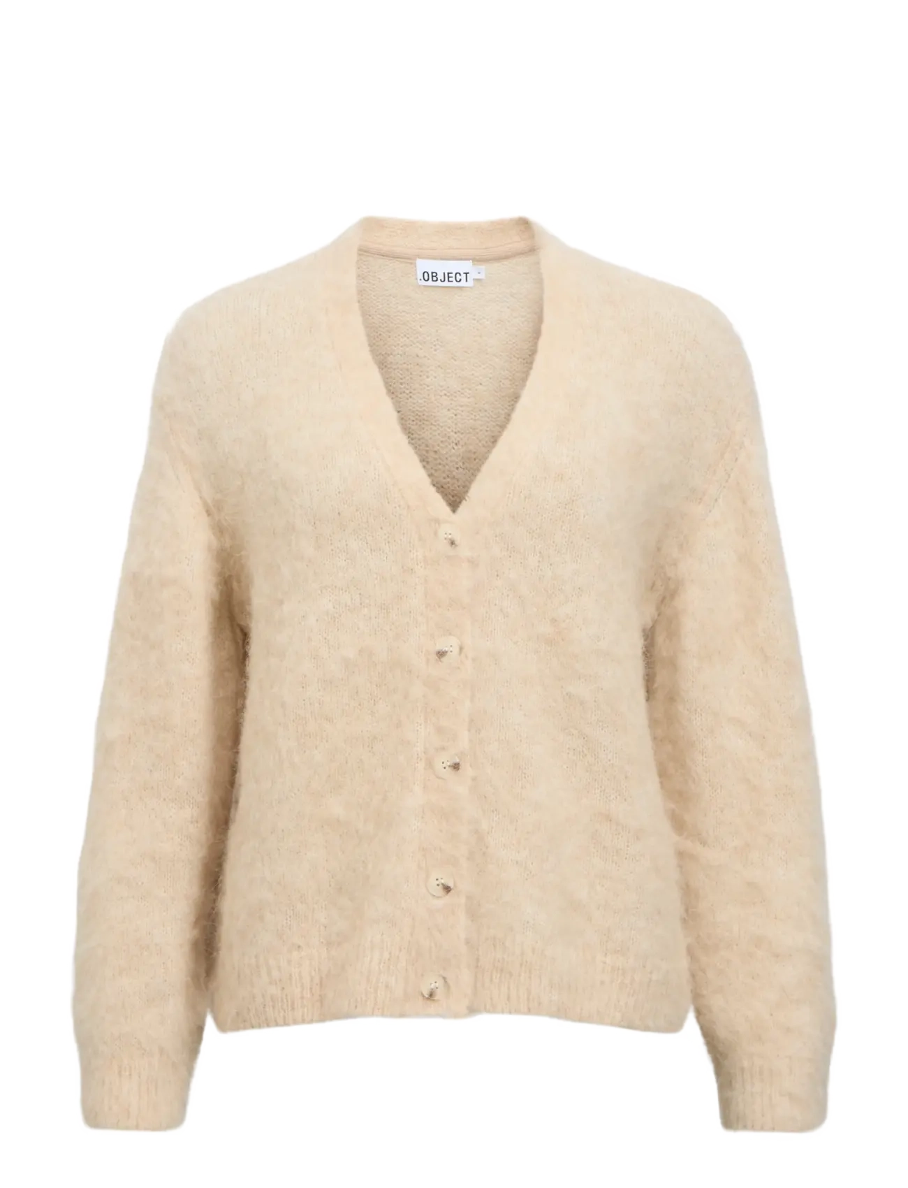 Object OBJHARRY L/S LO KNIT CARDIGAN NOOS - Stickat - BIRCH / cream