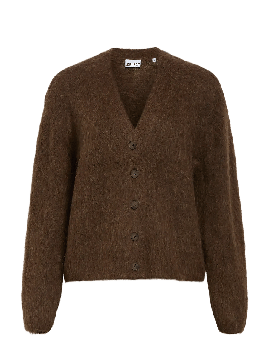 Object - OBJHARRY L/S LO KNIT CARDIGAN NOOS - koftor - carafe - 1
