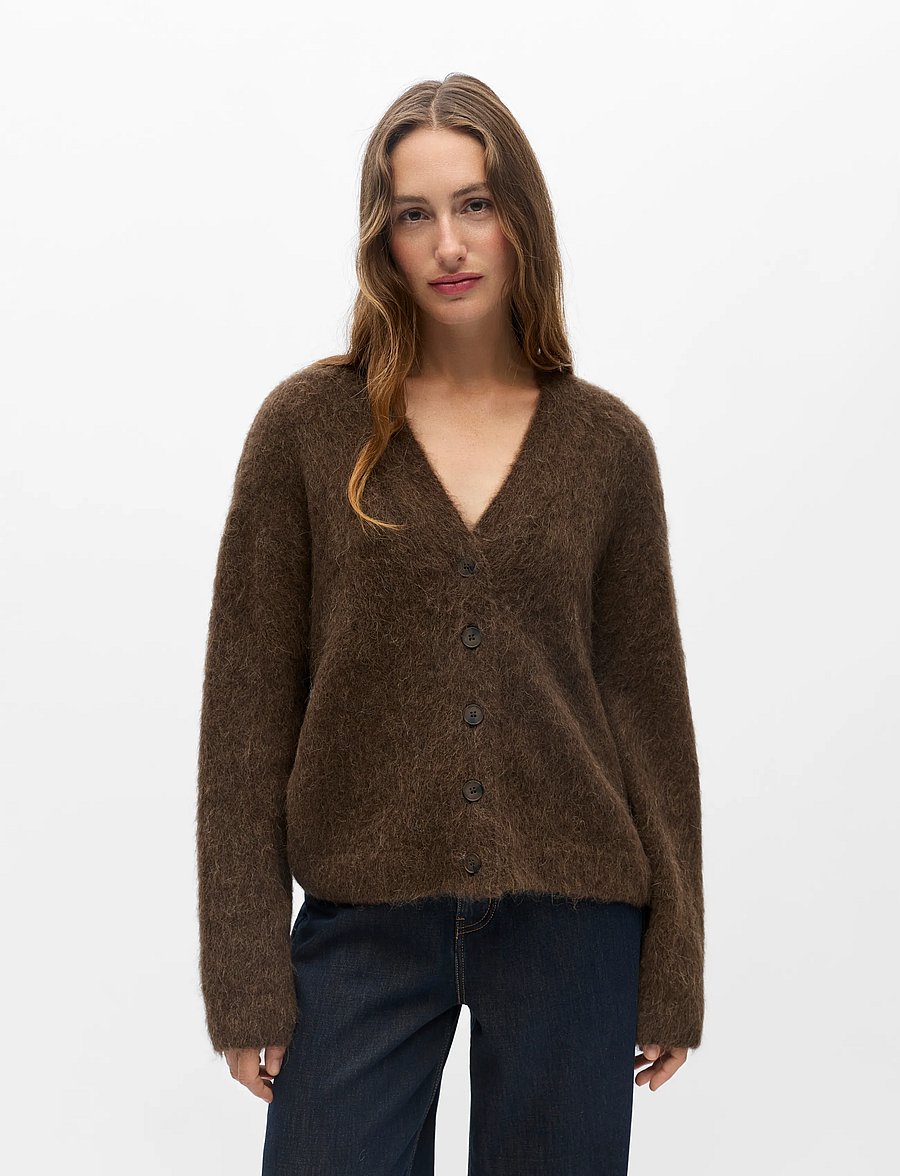 Object - OBJHARRY L/S LO KNIT CARDIGAN NOOS - koftor - carafe - 4