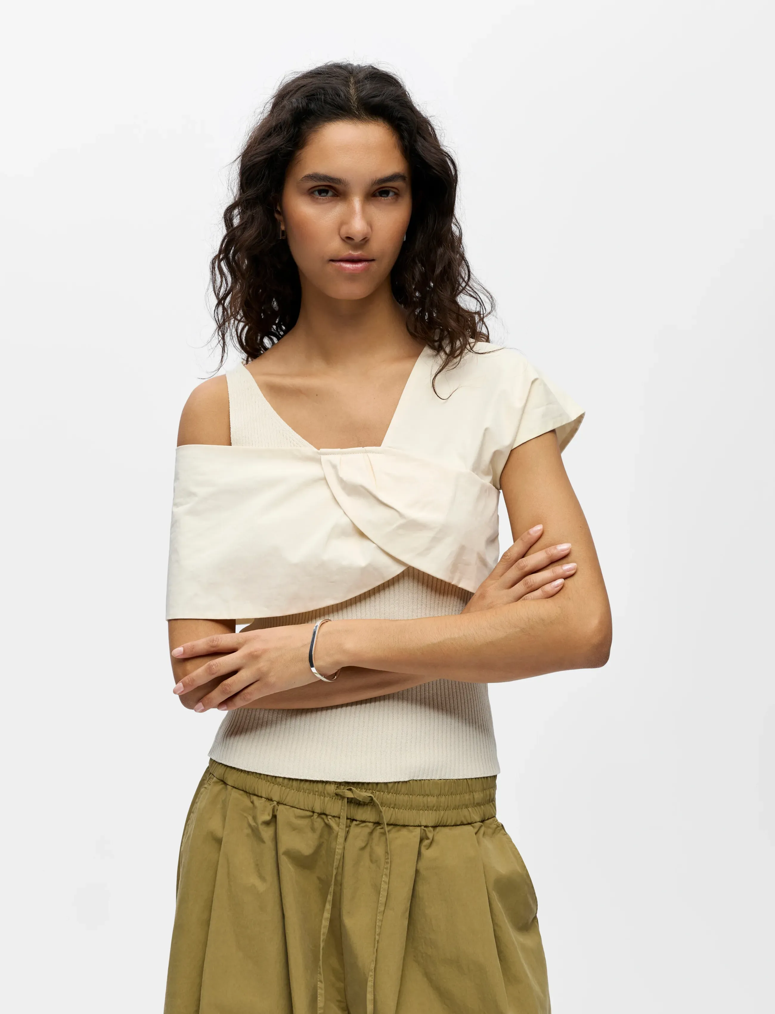Object Objbetzy S/S Re Knit Top 145, M, Cream, T-Shirts & Toppe > Kortærmede, Dame