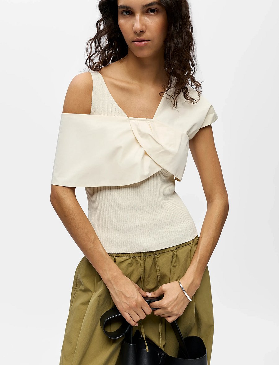 Object - OBJBETZY S/S RE KNIT TOP 145 - birch - 3