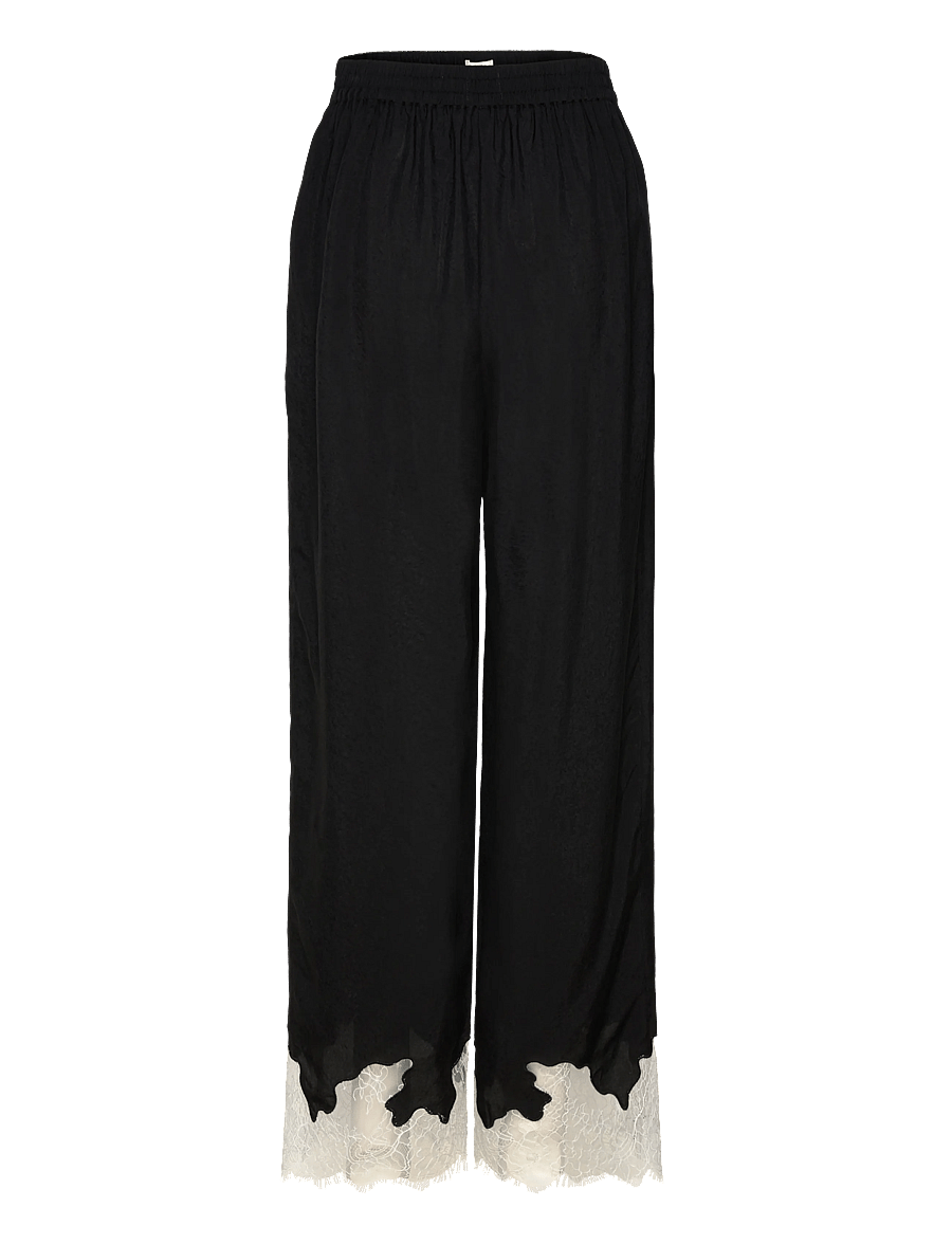 Object - OBJDALME MW LACE PANTS E AW FAIR - hosen mit weitem bein - black - 0
