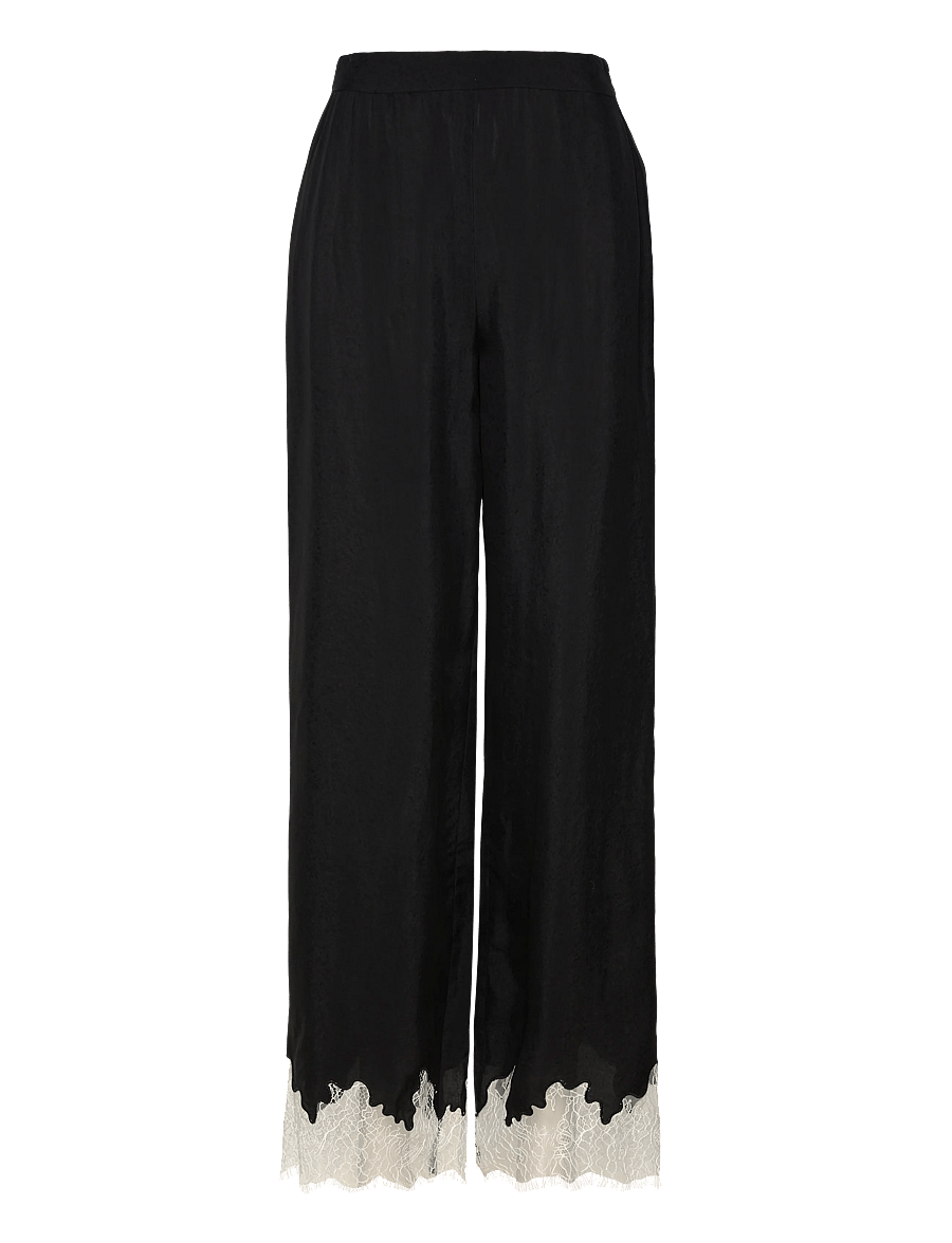 Object - OBJDALME MW LACE PANTS E AW FAIR - hosen mit weitem bein - black - 1
