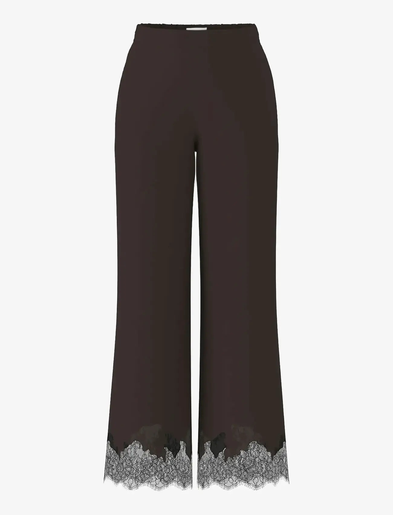 Object - OBJDALME MW LACE PANTS E AW FAIR - bukser med brede ben - seal brown - 0