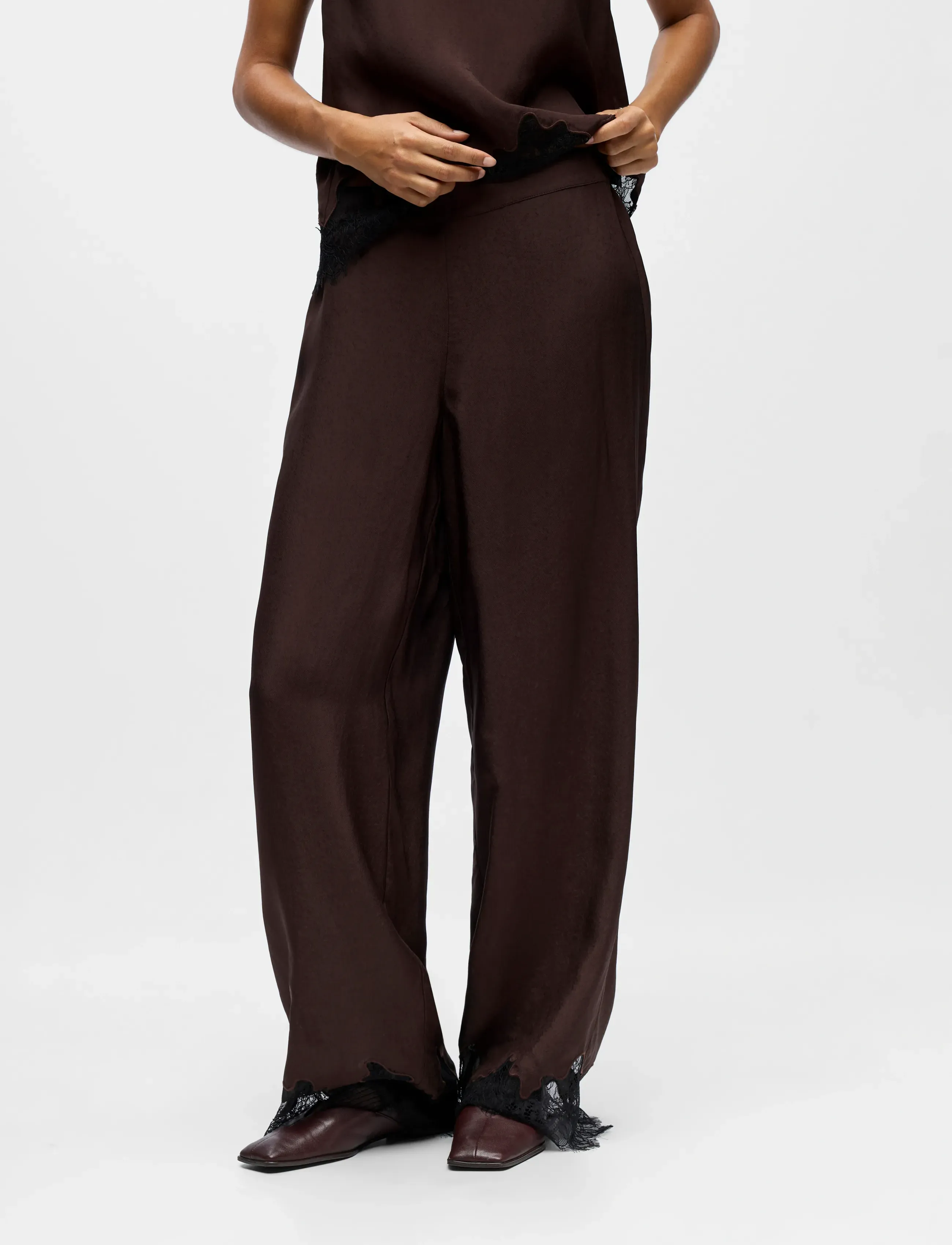Object Objdalme Mw Lace Pants E Aw Fair, Kvinder, Vide Blonde Bukser, Brun, Str: 40