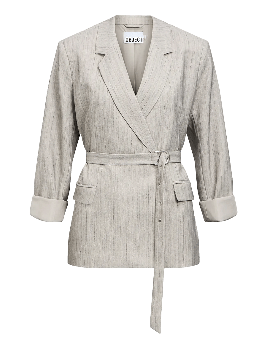 Object - OBJNIMRA L/S LO DOUBLE ROW BLAZER 146 - kavajer med skärp - light grey melange - 1