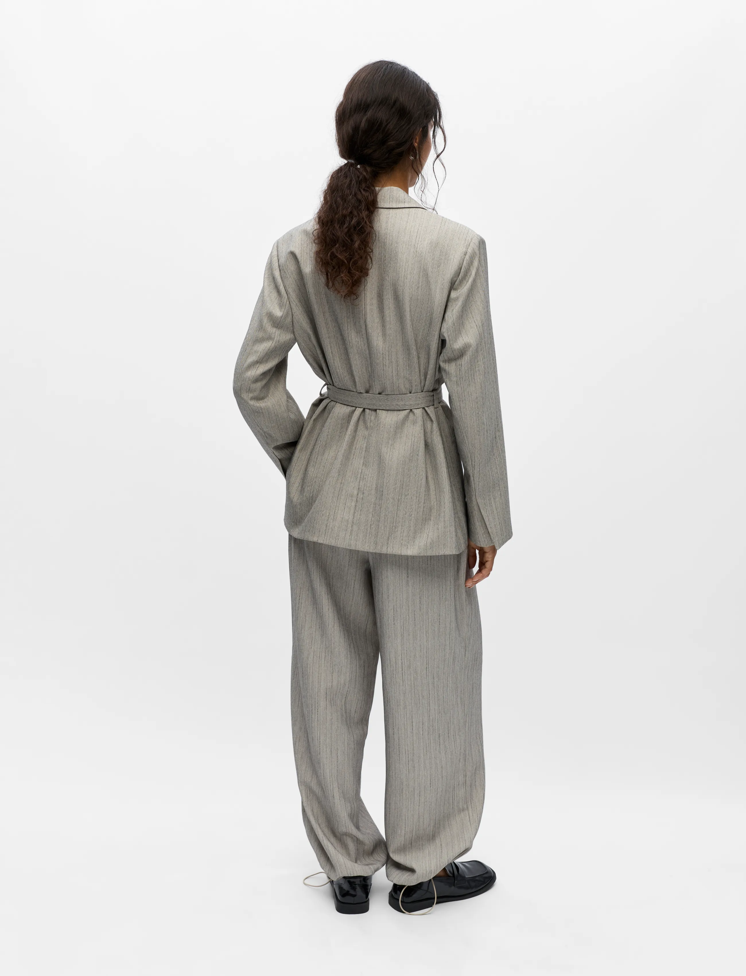 Object - OBJNIMRA L/S LO DOUBLE ROW BLAZER 146 - kavajer med skärp - light grey melange - 2