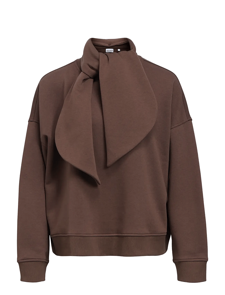 Object - OBJARINA L/S OZ TIE SWEATSHIRT NOOS - seal brown - 1