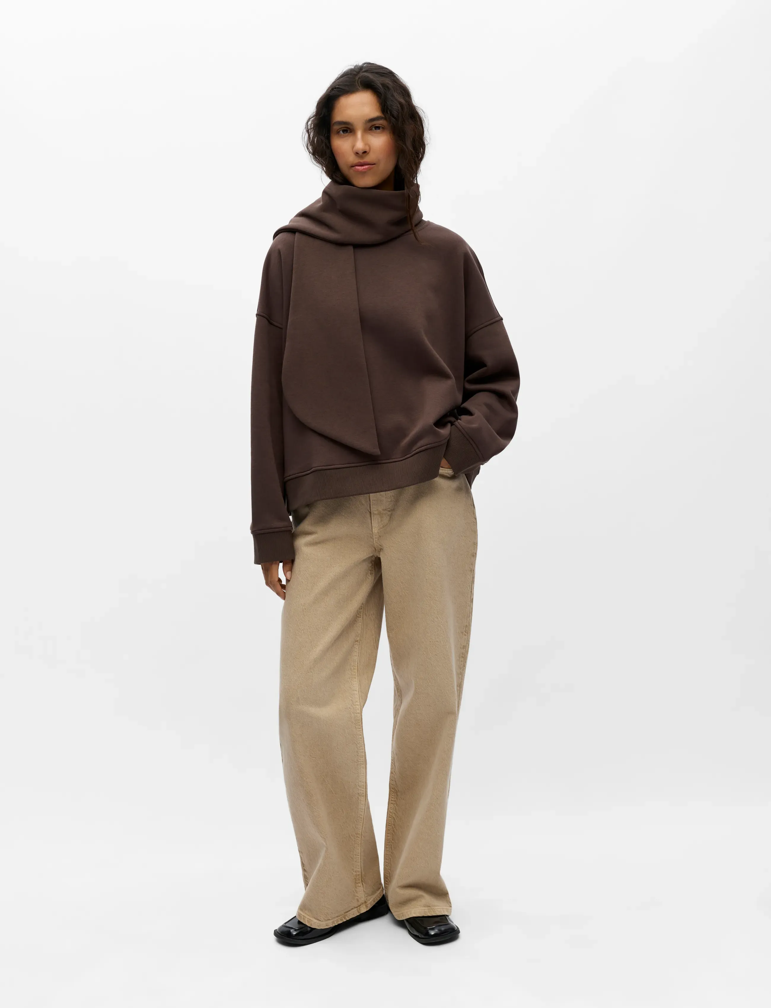 Object OBJARINA L/S OZ TIE SWEATSHIRT NOOS - Object - SEAL BROWN / brown