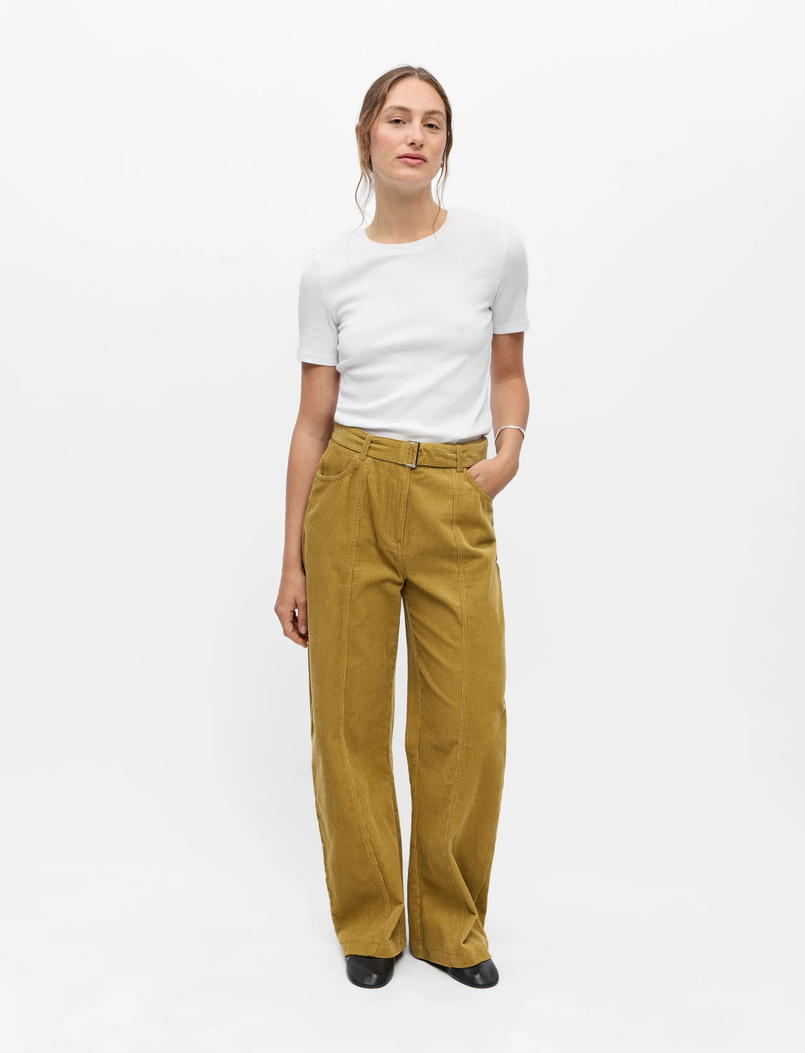 Object Objpella Mw Wide Pant 146, Kvinder, Brede Bukser, Gul, Str: 34