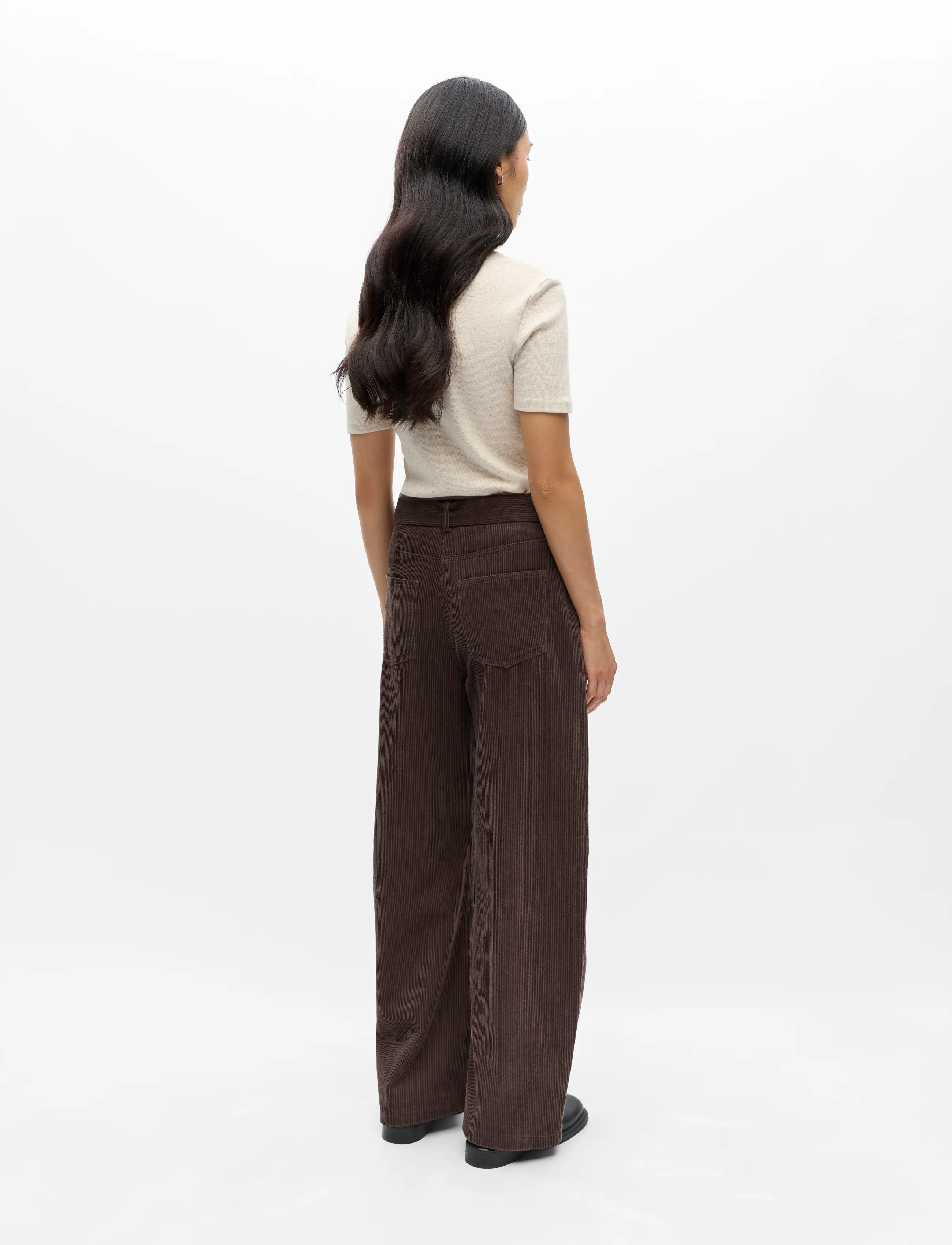 Object - OBJPELLA MW WIDE PANT 146 - vida byxor - seal brown - 2