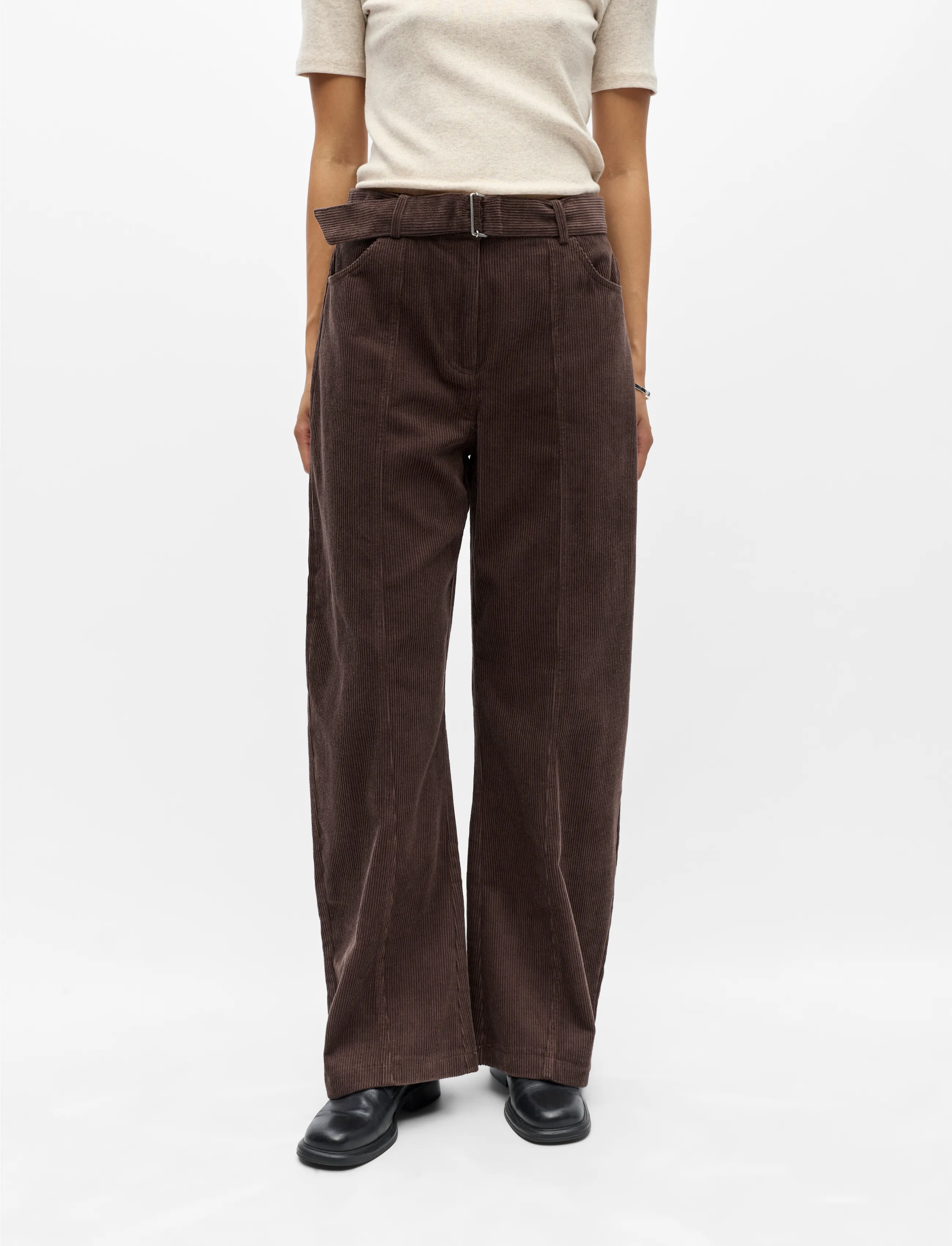 Object - OBJPELLA MW WIDE PANT 146 - vida byxor - seal brown - 3