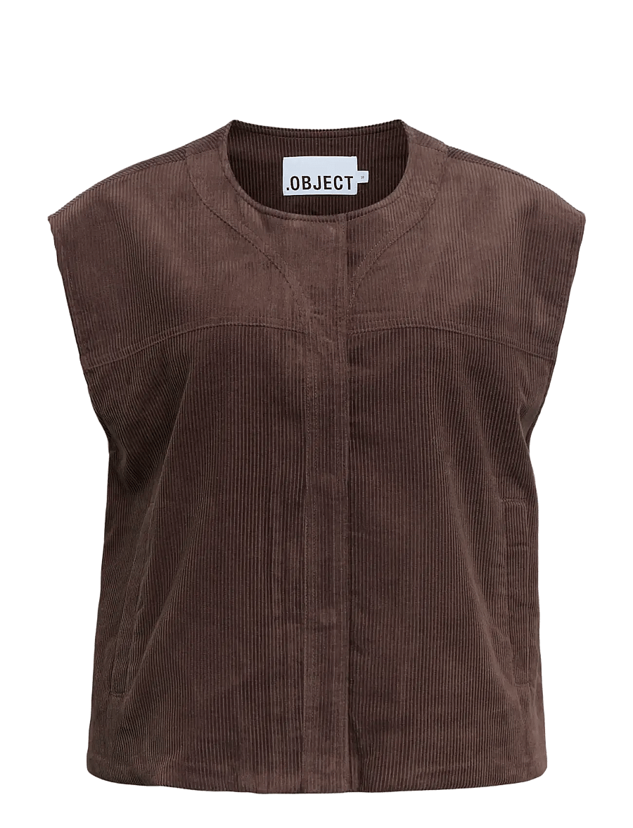 Object - OBJPELLA LO WAISTCOAT 146 - kevadjoped - seal brown - 1