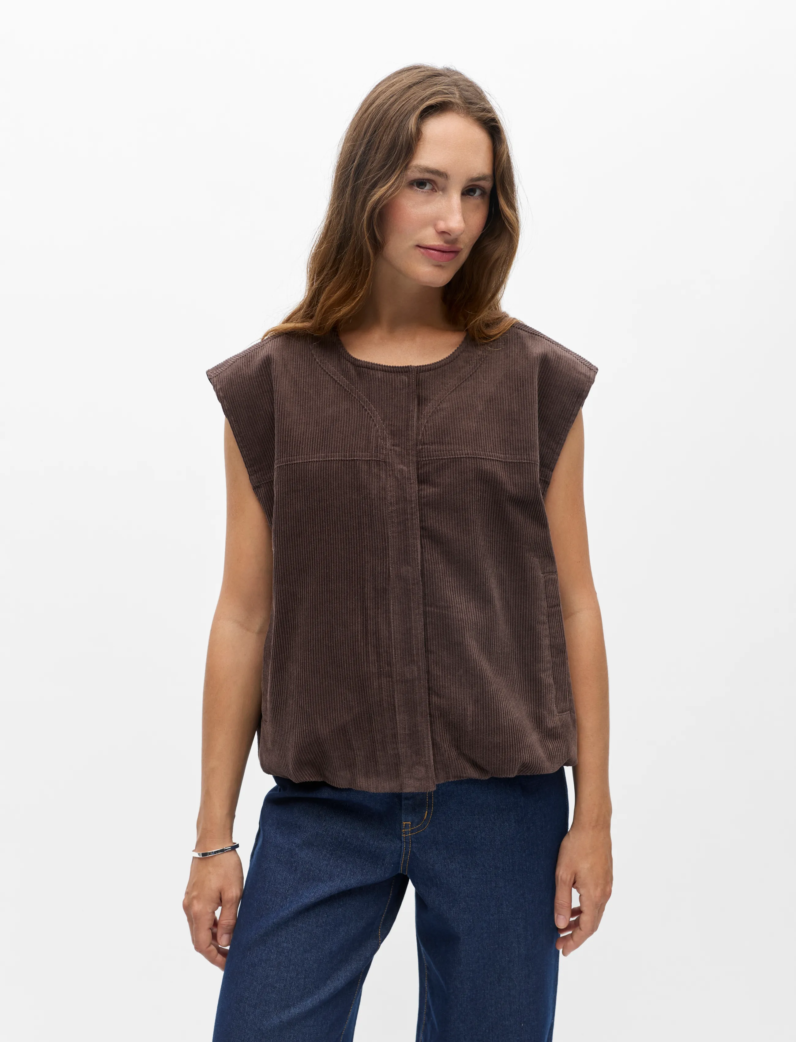 Object - OBJPELLA LO WAISTCOAT 146 - seal brown - 5