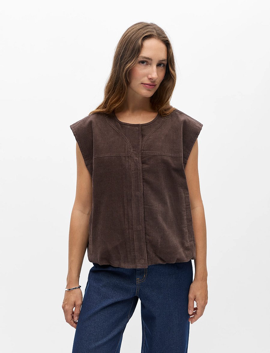 Object - OBJPELLA LO WAISTCOAT 146 - kevadjoped - seal brown - 5