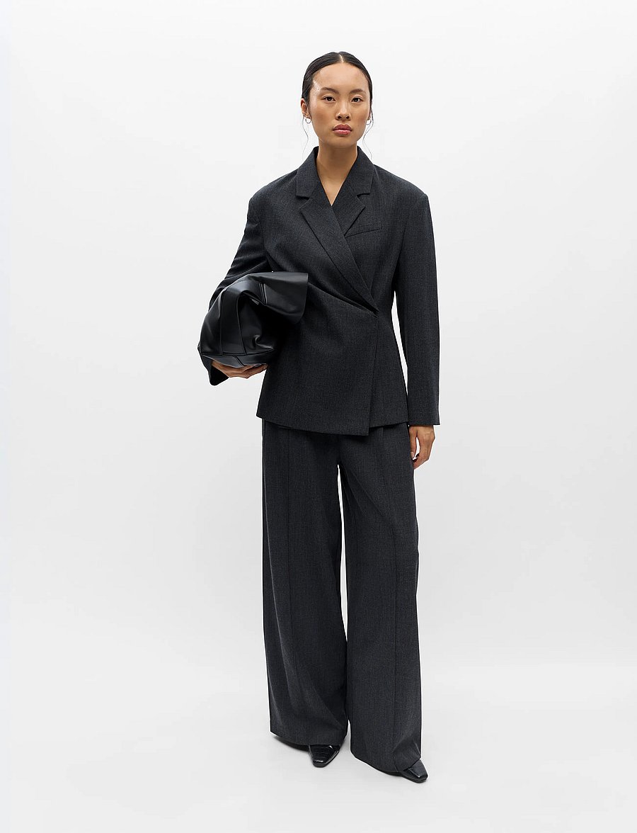 Object - OBJCANTO L/S SLI BLAZER 146 - einreihige blazer - dark grey melange - 0