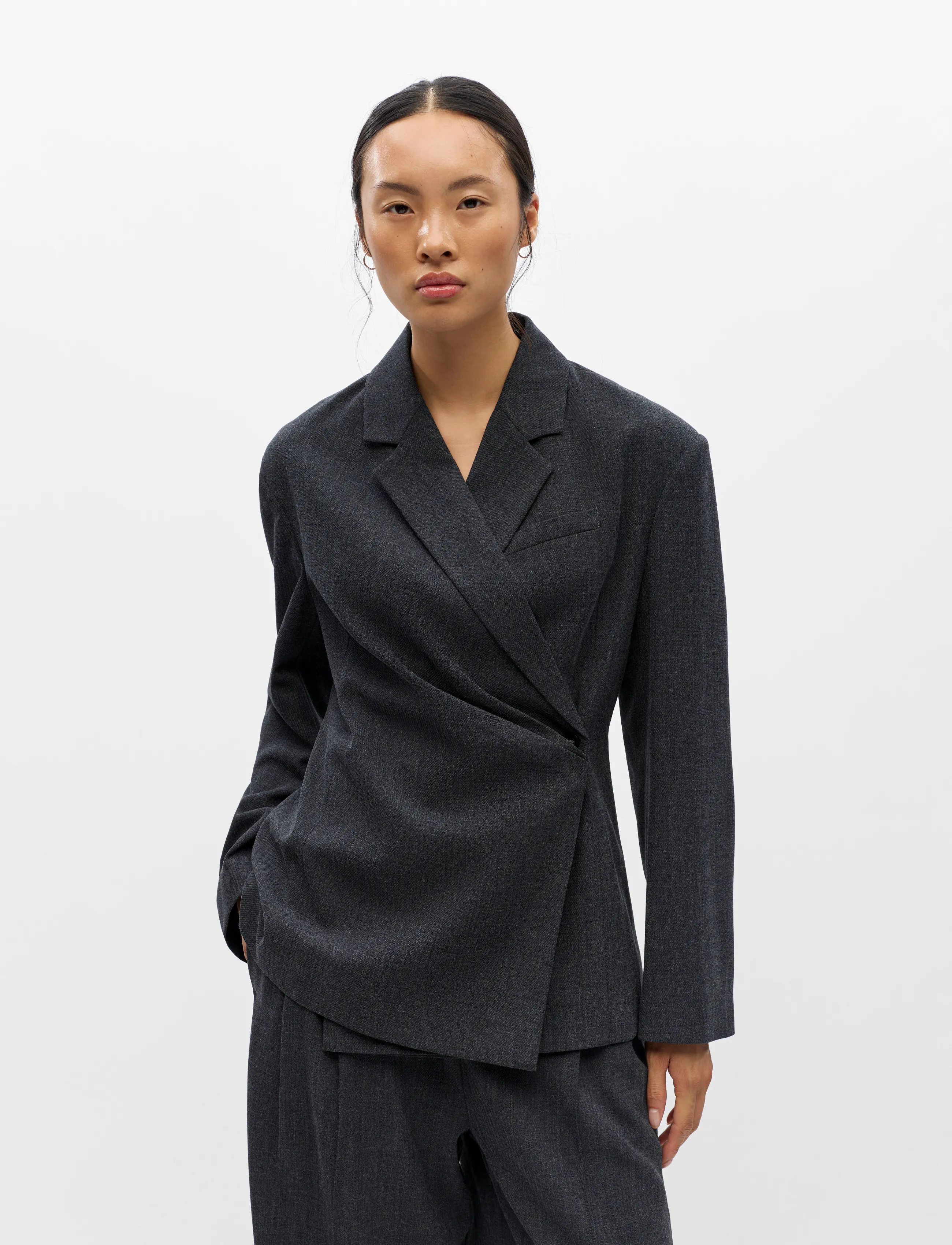 Object - OBJCANTO L/S SLI BLAZER 146 - einreihige blazer - dark grey melange - 3