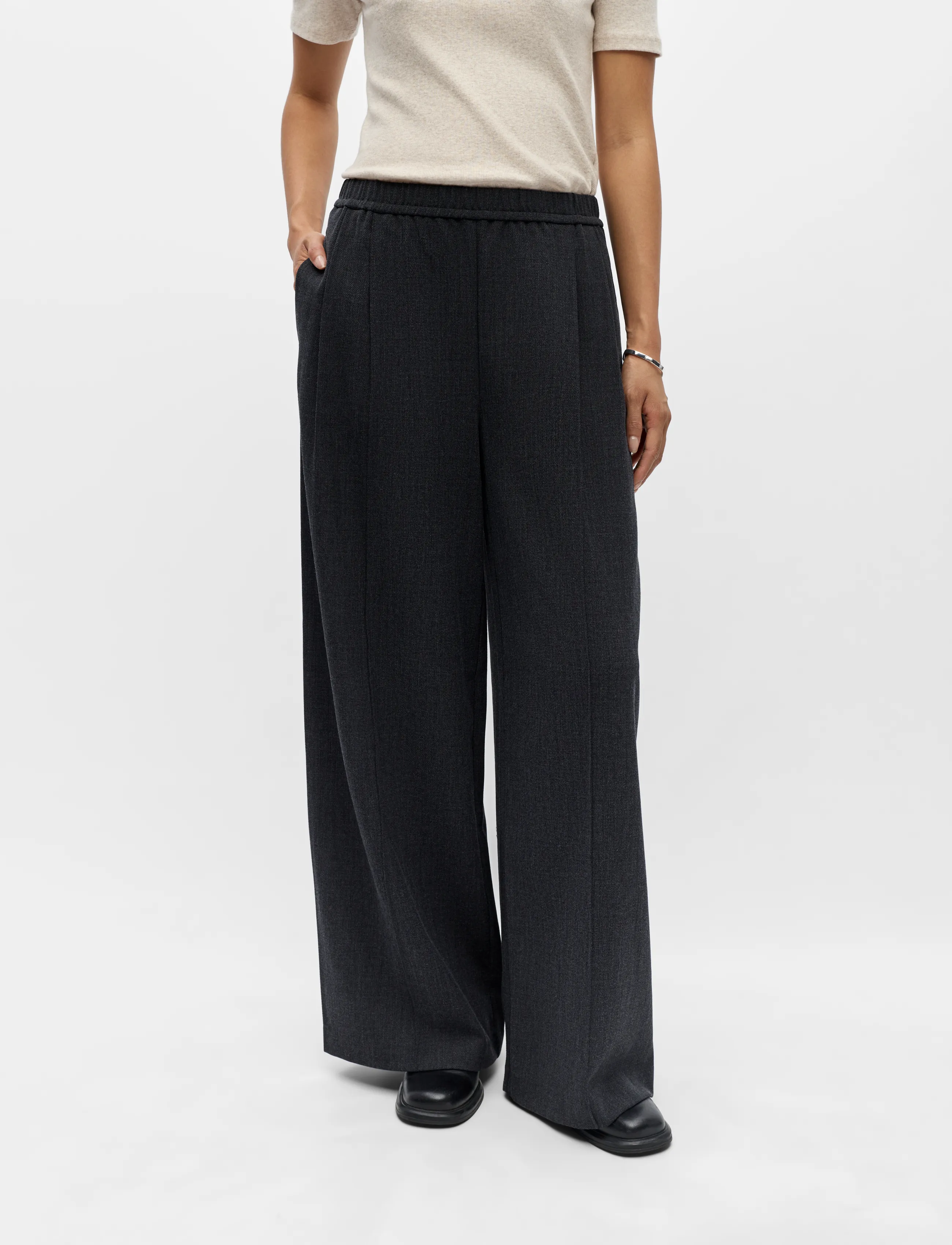 Object OBJCANTO MW LOOSE PANTS 146 - Byxor - DARK GREY MELANGE / grey