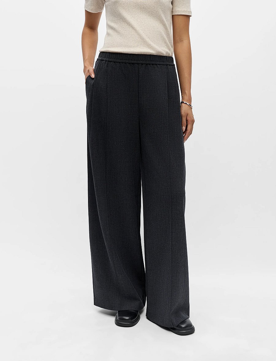 Object - OBJCANTO MW LOOSE PANTS 146 - dark grey melange - 0