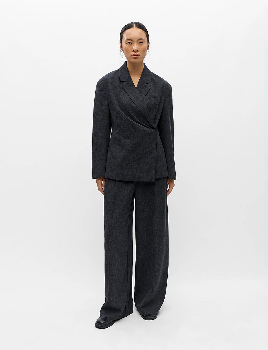 Object - OBJCANTO MW LOOSE PANTS 146 - dark grey melange - 2