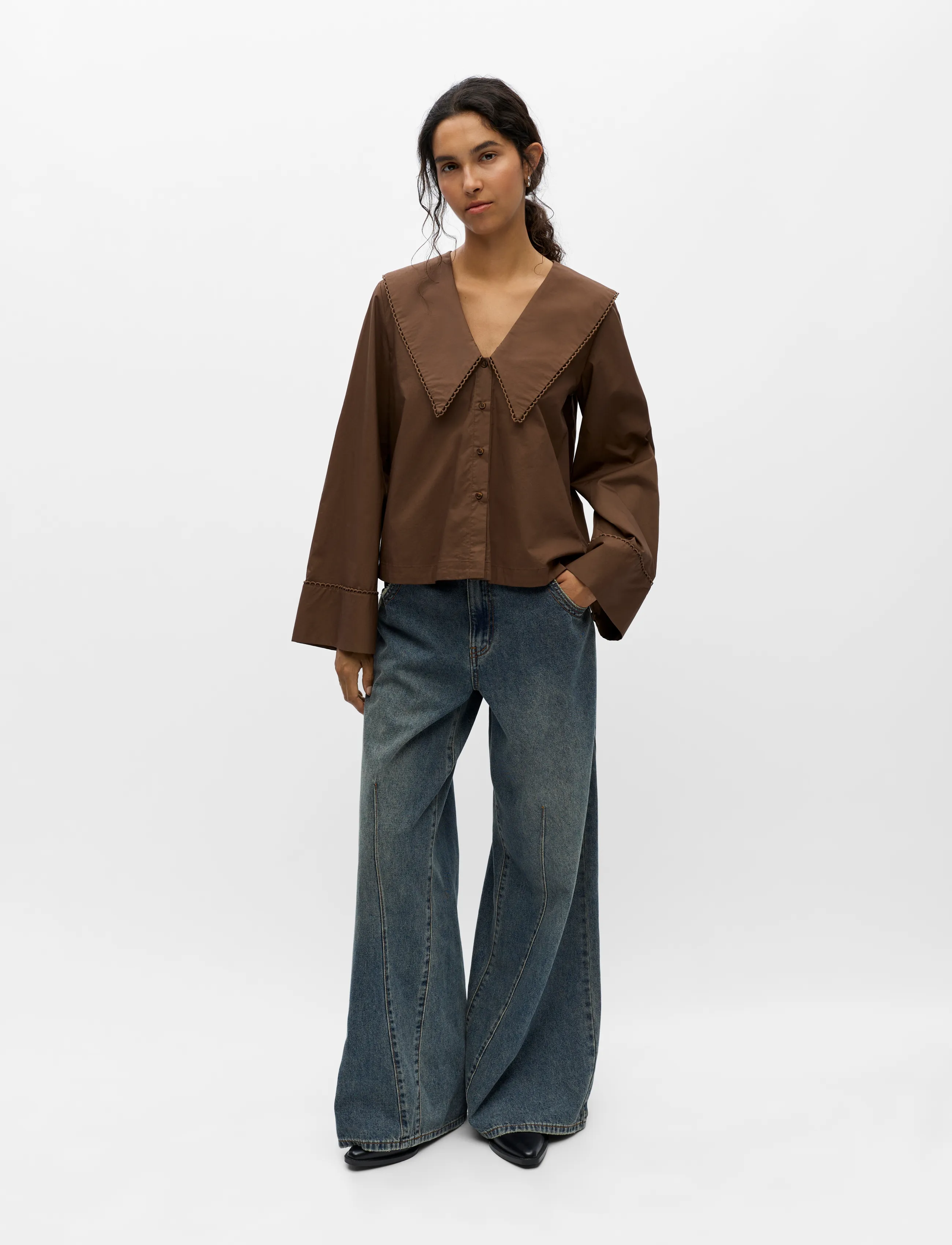 Object OBJHOPE BIG COLLAR L/S RE SHIRT 146 - Langærmede skjorter - CARAFE / brown