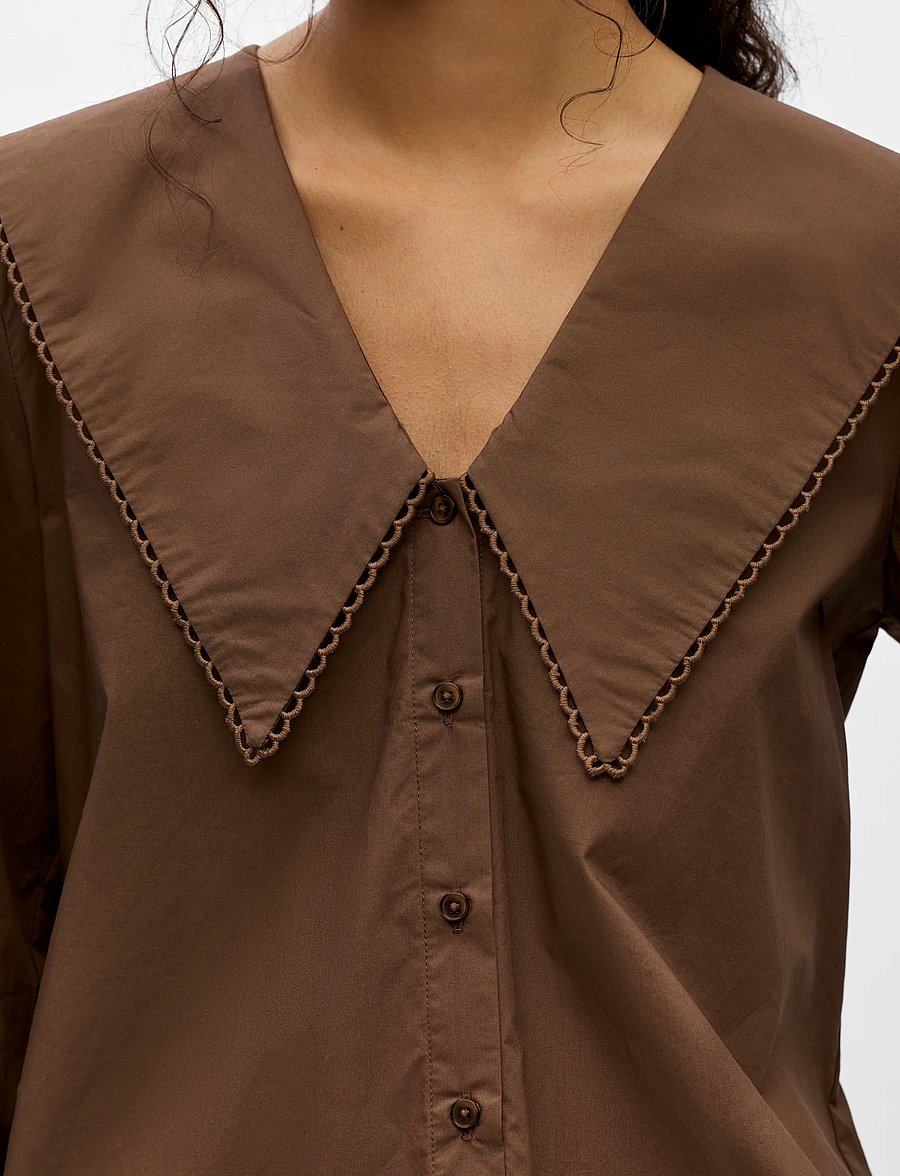 Object - OBJHOPE BIG COLLAR L/S RE SHIRT 146 - langærmede skjorter - carafe - 3
