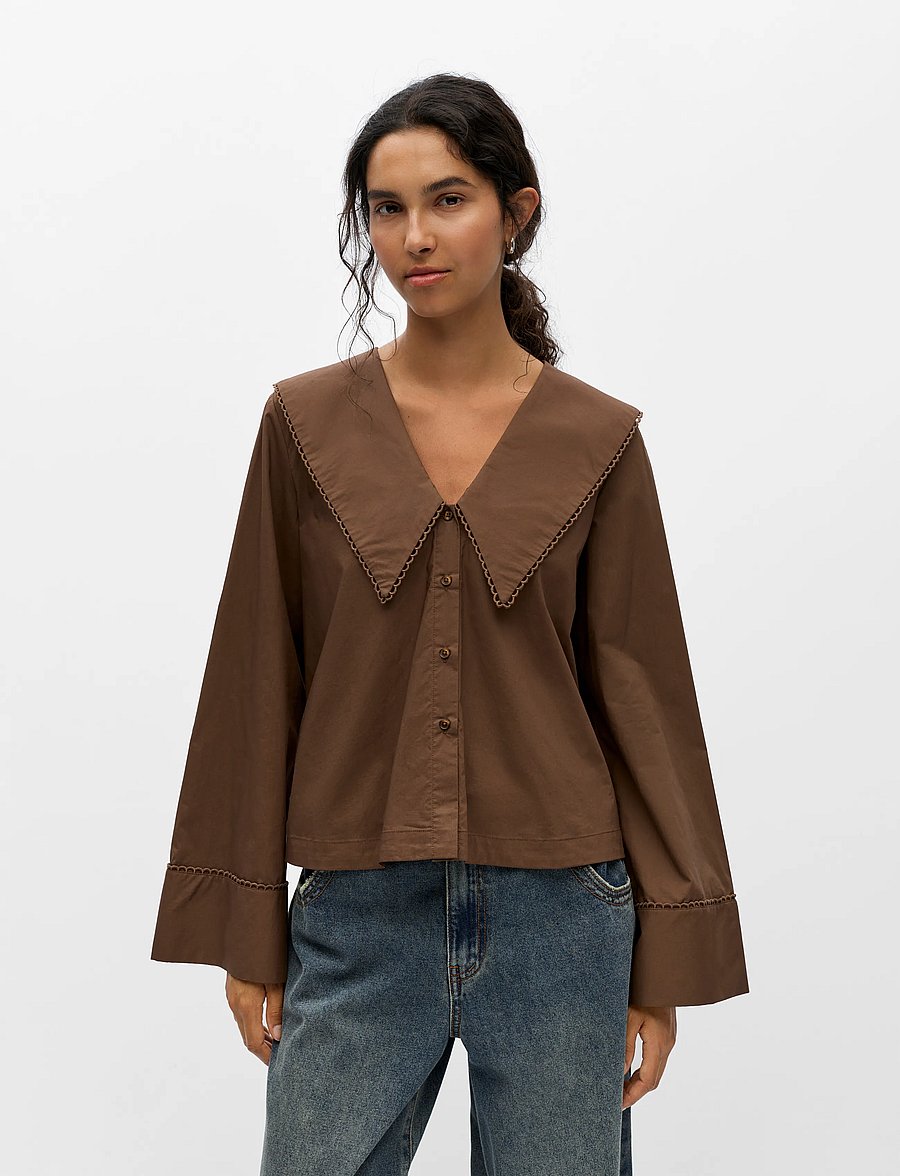 Object - OBJHOPE BIG COLLAR L/S RE SHIRT 146 - langærmede skjorter - carafe - 4