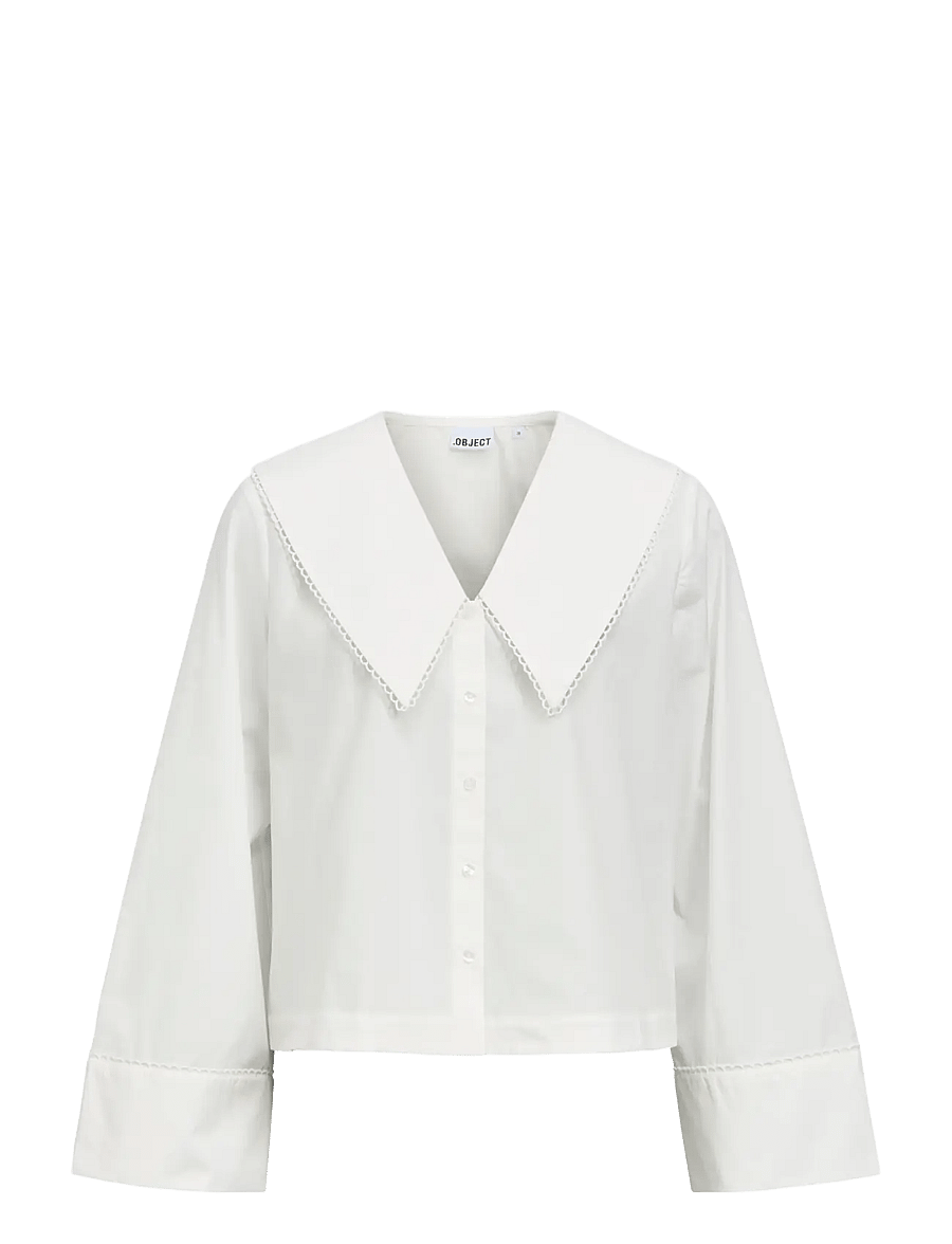 Object - OBJHOPE BIG COLLAR L/S RE SHIRT 146 - langærmede skjorter - cloud dancer - 0