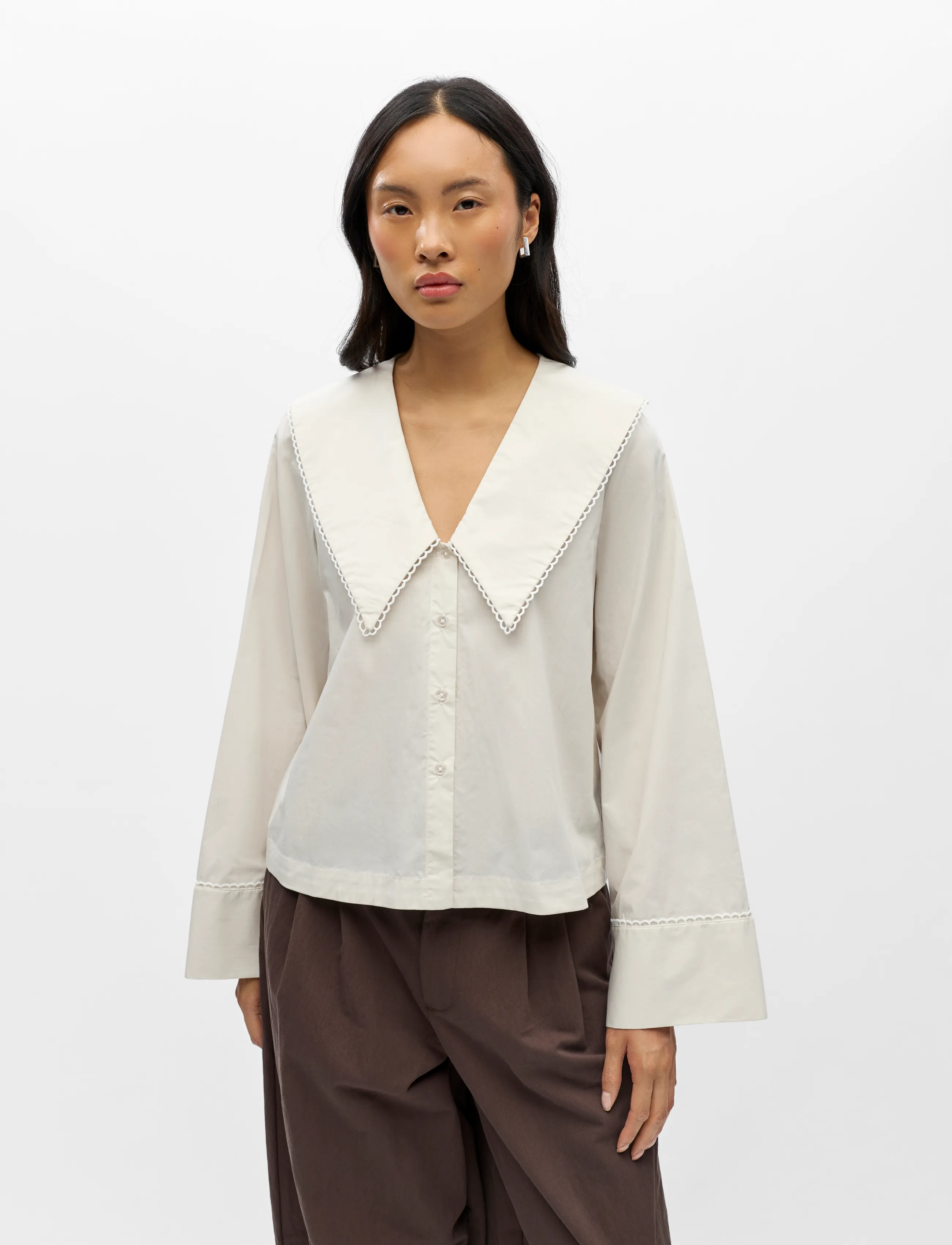 Object OBJHOPE BIG COLLAR L/S RE SHIRT 146 - Hemden - CLOUD DANCER / white