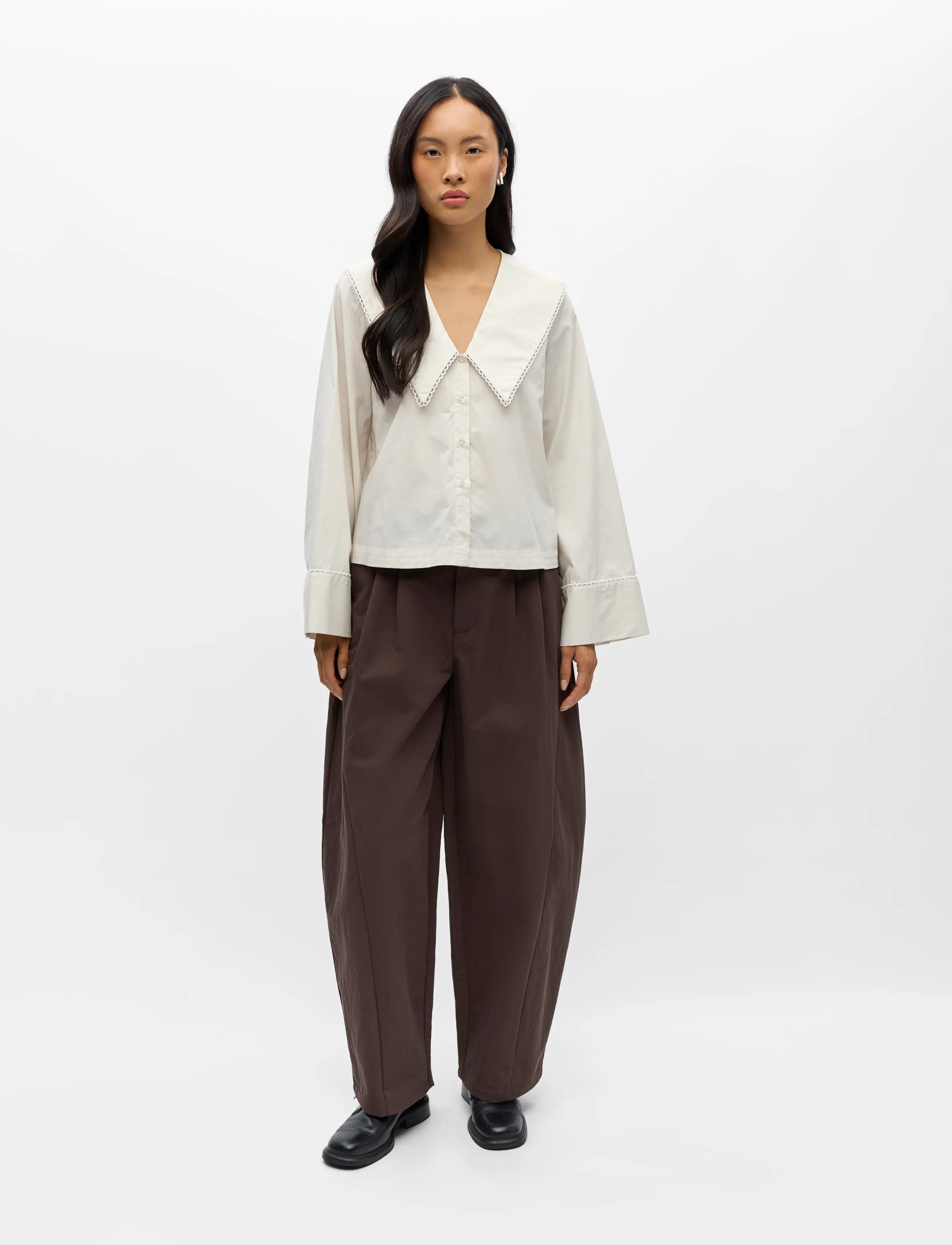 Object - OBJHOPE BIG COLLAR L/S RE SHIRT 146 - pikkade varrukatega särgid - cloud dancer - 3