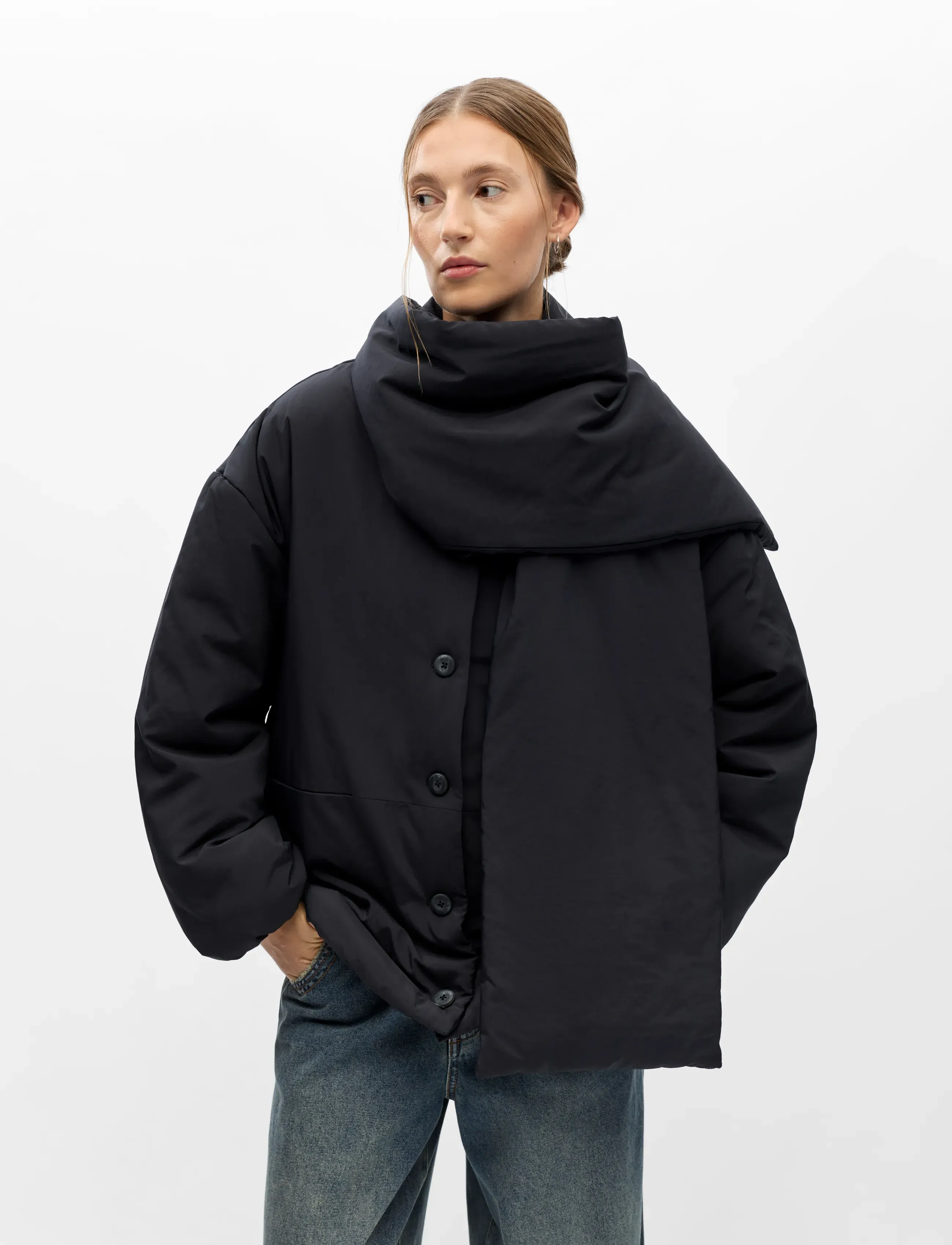 Object OBJGEMMI L/S LO SCARF JACKET NOOS - Daunenjacken - BLACK / black