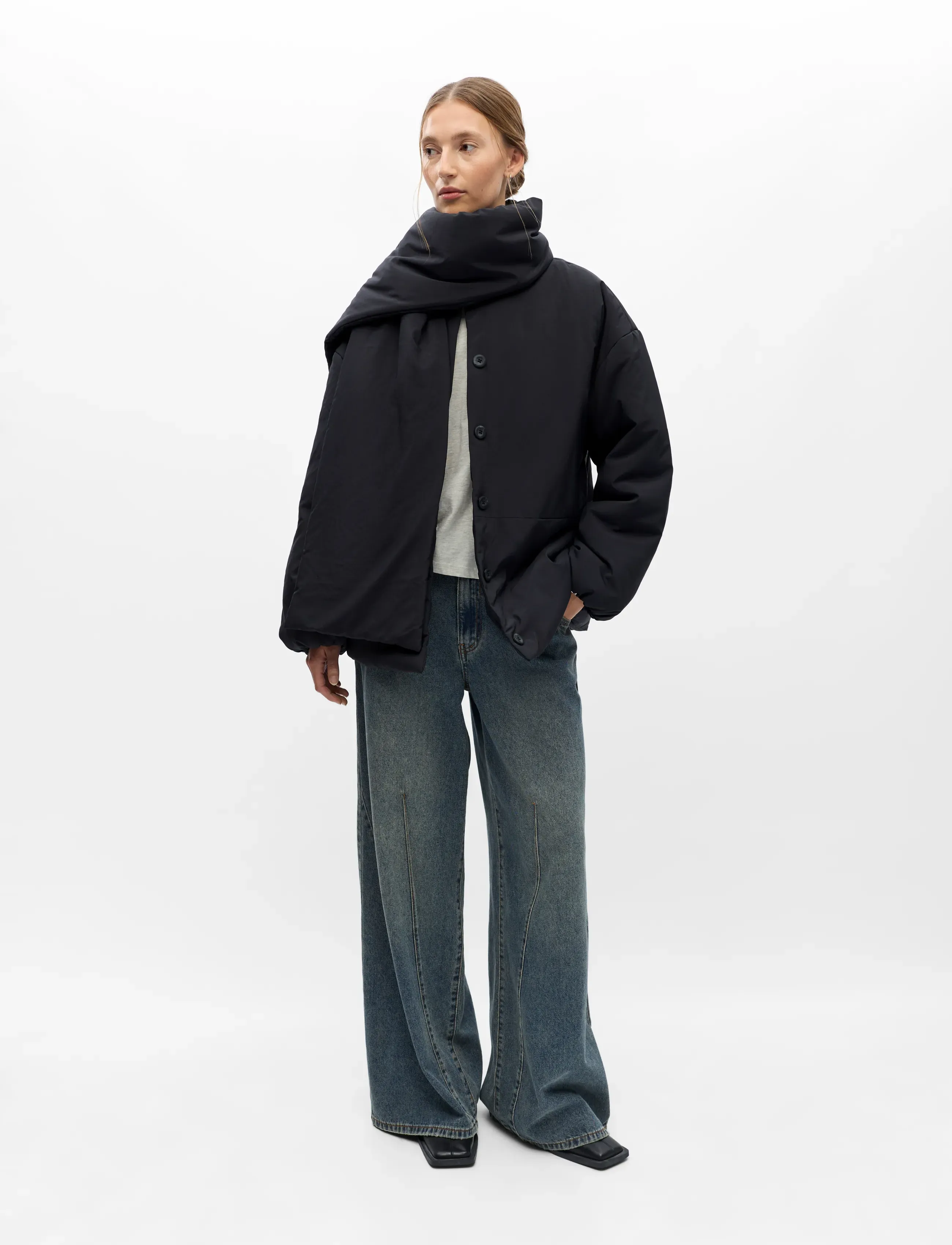 Object - OBJGEMMI L/S LO SCARF JACKET NOOS - black - 4