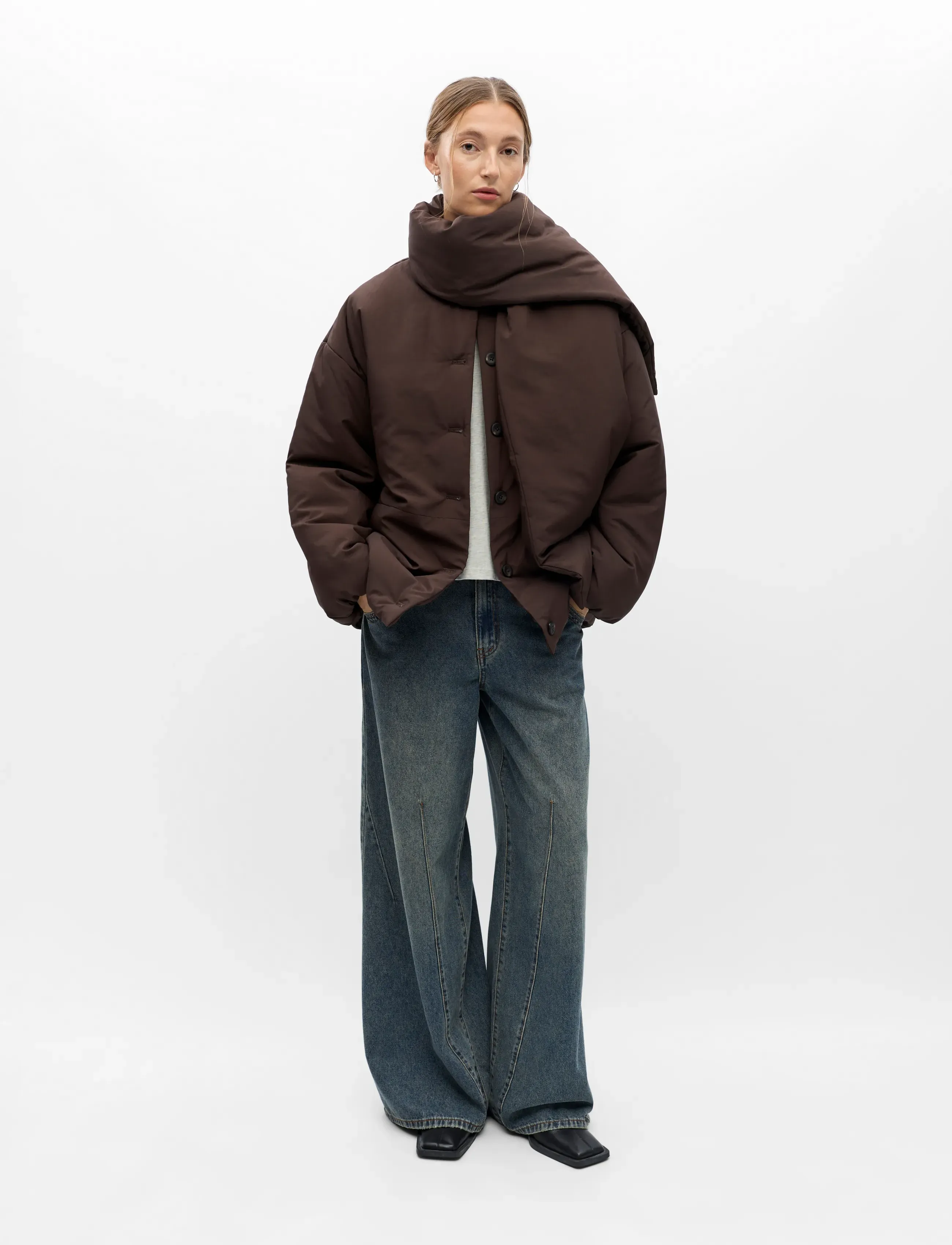 Object OBJGEMMI L/S LO SCARF JACKET NOOS - Daunenjacken - SEAL BROWN / brown