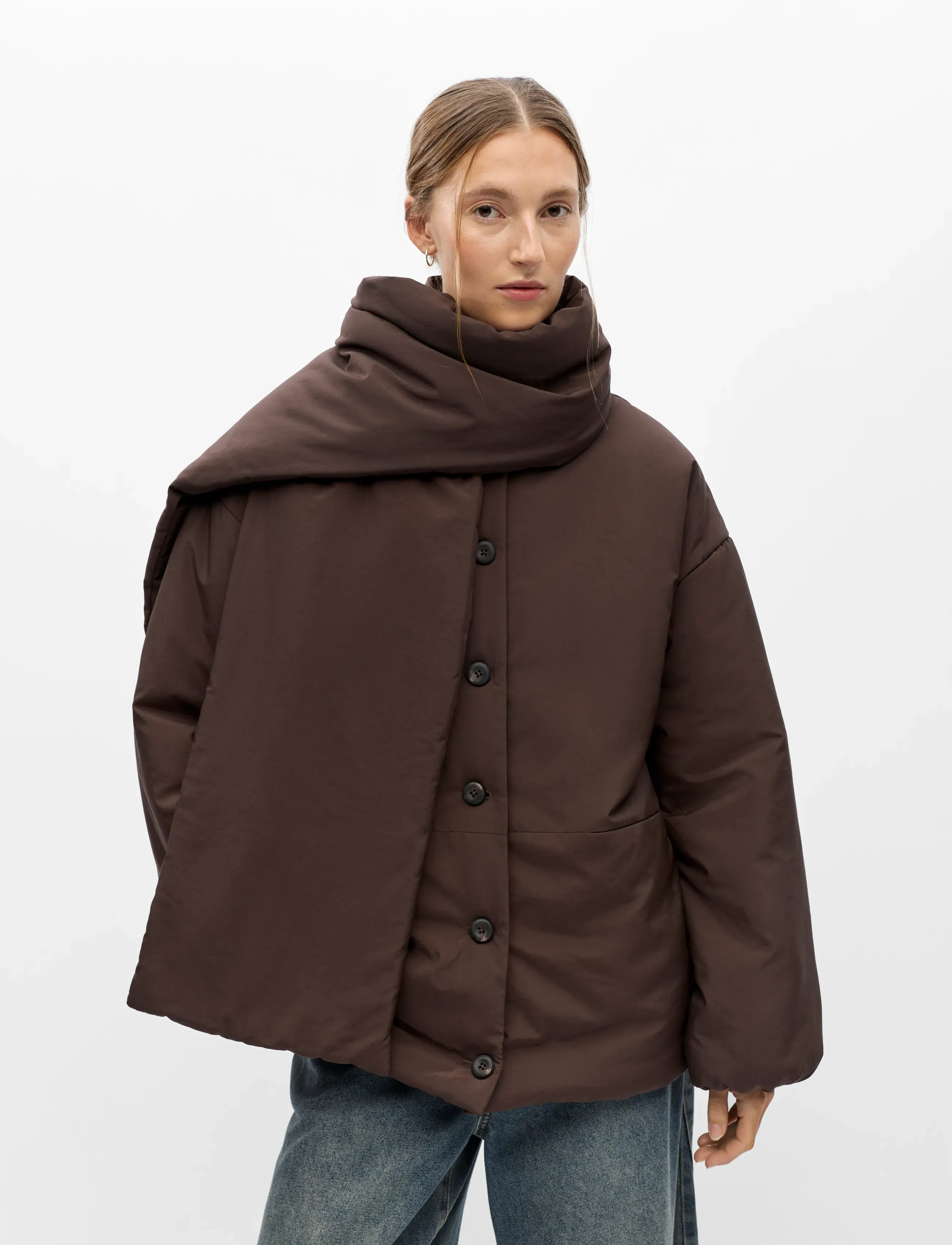 Object - OBJGEMMI L/S LO SCARF JACKET NOOS - seal brown - 4