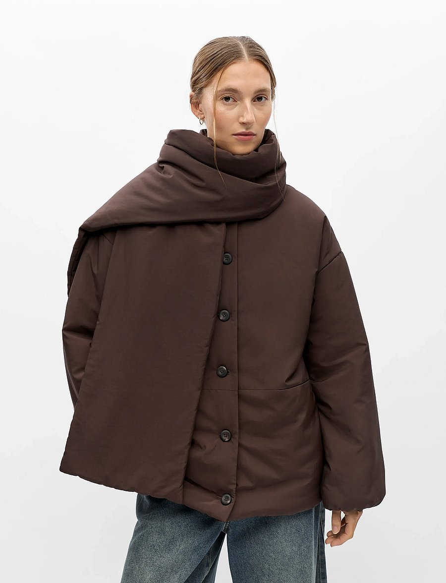 Object - OBJGEMMI L/S LO SCARF JACKET NOOS - talvejoped - seal brown - 4