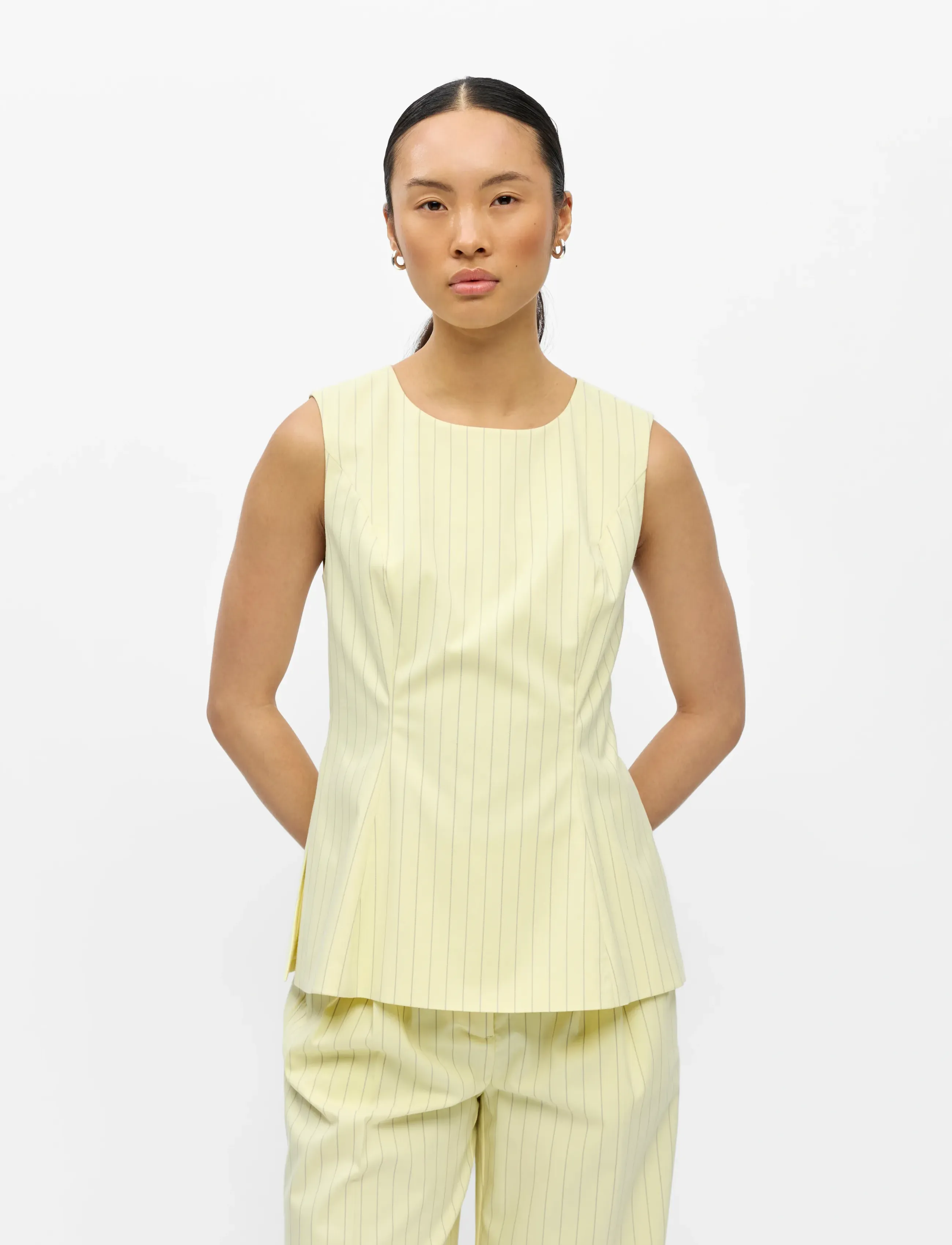 Object Objkasja Sl Re Peplum Top E Le 26, 44, Yellow, Bluser > Uden Ærmer, Dame