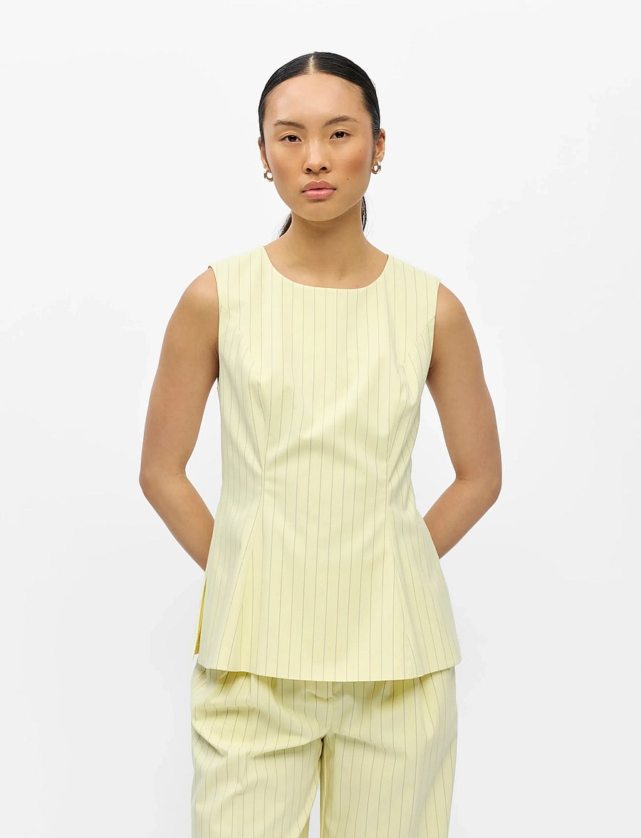 Object - OBJKASJA SL RE PEPLUM TOP E LE 26 - varrukateta pluusid - tender yellow - 0