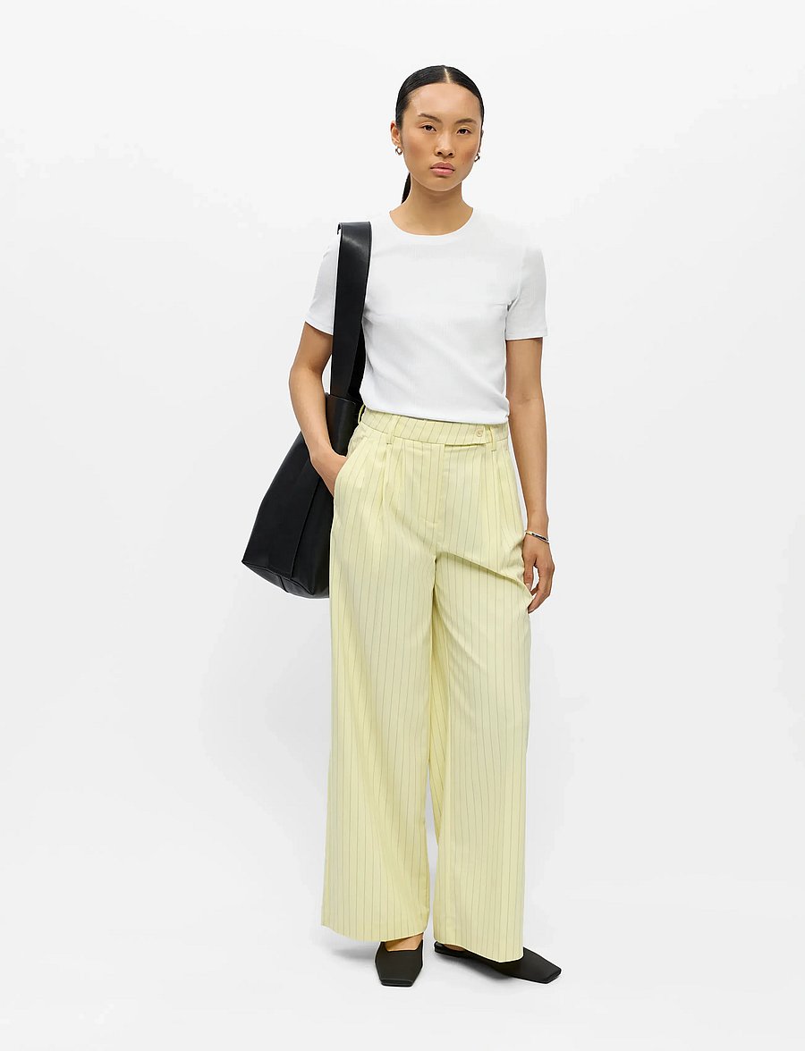 Object - OBJKASJA HW LO WIDE PANT E LE 26 - hosen mit weitem bein - tender yellow - 4
