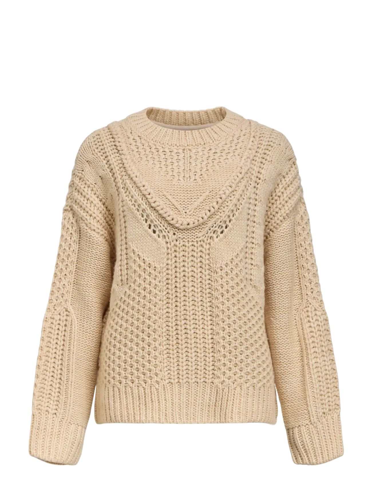 Object OBJHINNA L/S RE KNIT PULLOVER 146 - Stickade tröjor - BIRCH / cream