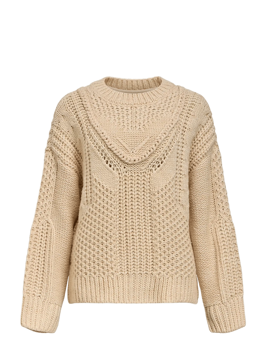 Object - OBJHINNA L/S RE KNIT PULLOVER 146 - stickade tröjor - birch - 1